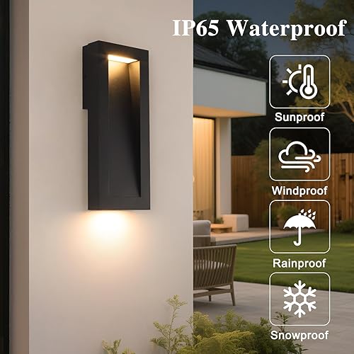 Miniatura 3 de Lámpara de pared moderna para exteriores con LED, accesorios de iluminación exterior integrados de 2700 K, negro mate, luces de montaje en pared