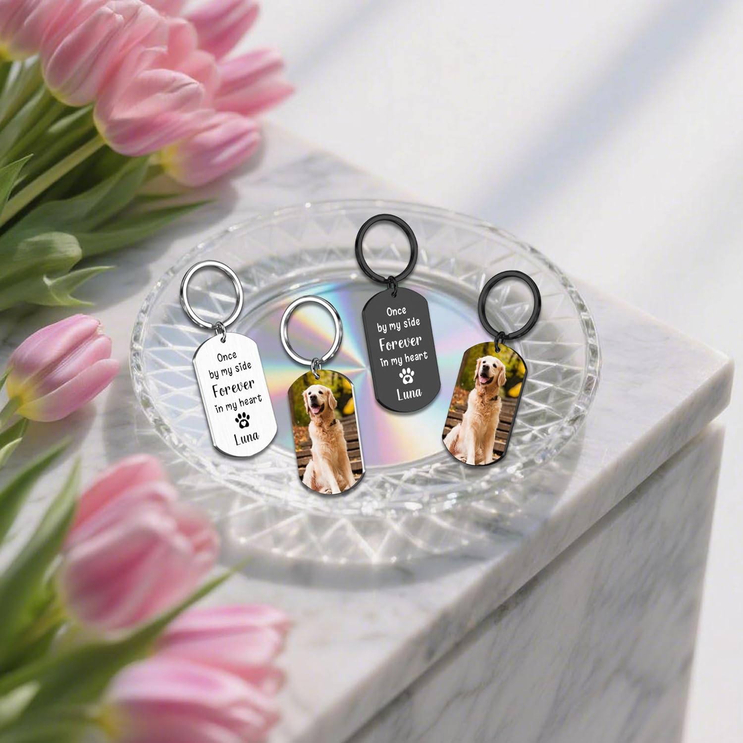 Custom Pet Photo Keychain - Personalized Memorial Keychain with Photo Name for Pet Loss Remembrance Dog Memory Sympathy Gifts - Image 5