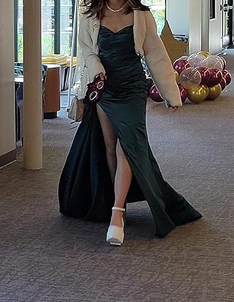 Miao Duo Women's Off Shoulder Mermaid Prom Dresses Long with Slit Pleates Wrap Satin Formal Evening Gowns MDPM104