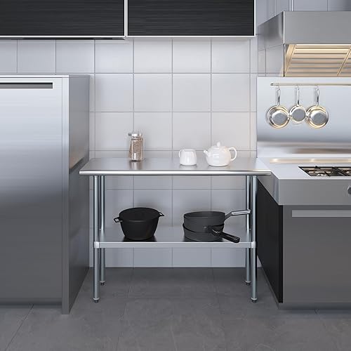 Vista 72 de AmGood Mesa de trabajo de acero inoxidable de 18 pulgadas x 36 pulgadas Mesa de preparación de alimentos de cocina de metal NSF