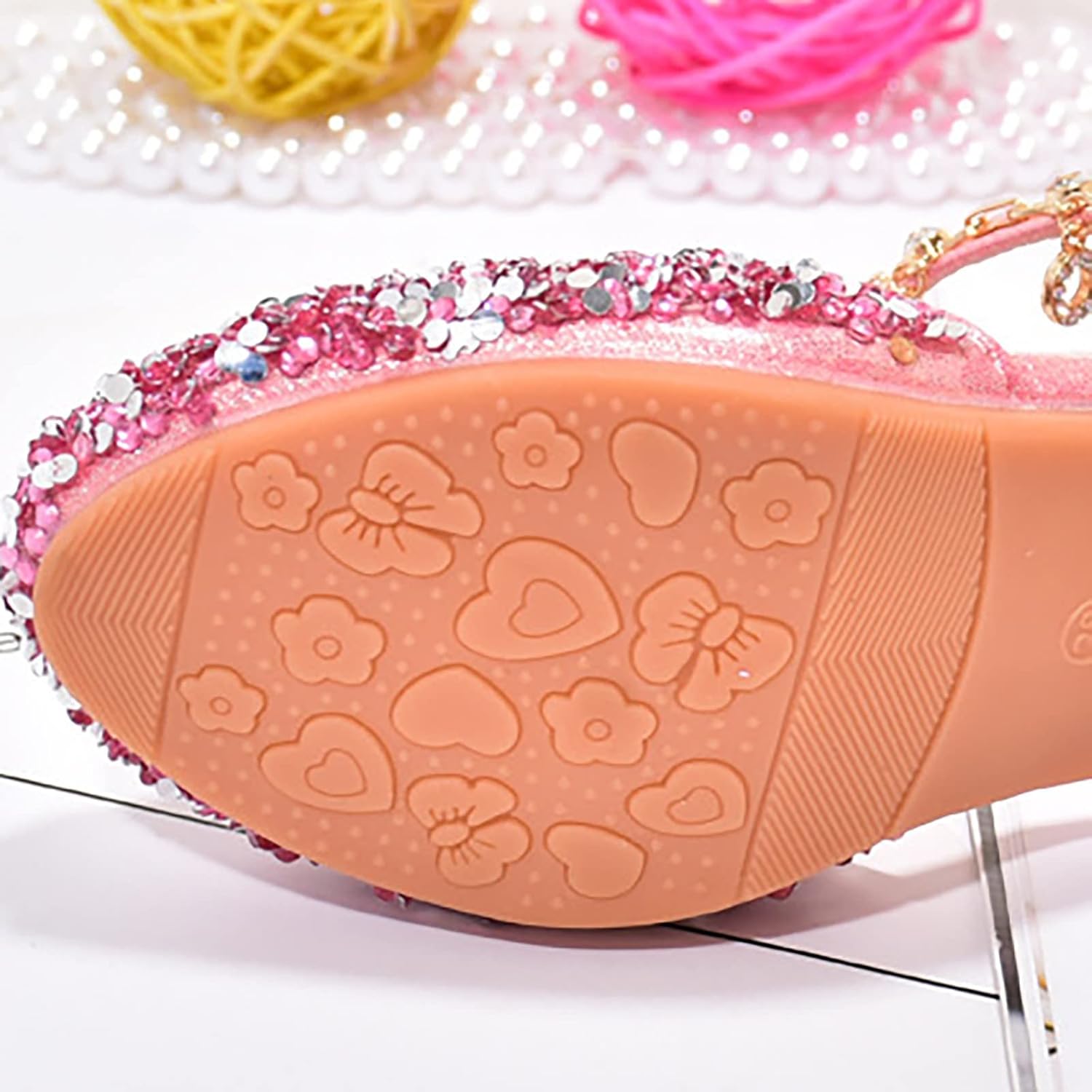 Girls Low Heel Sparkly Dress Shoes Mary Jane Flower Girls Wedding Birthday Par𝘁y Dress Shoes for Little/Big Kids