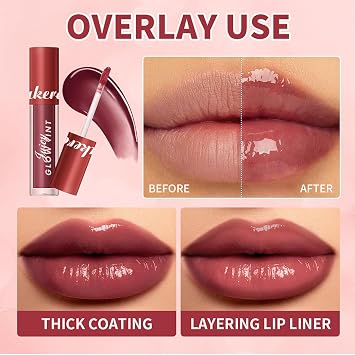 Glow Lip Tint Moisturizing & Nourishing Rose Pink Lip Gloss Non-Sticky Lightweight Liquid Lipsticks, Long-Lasting Waterproof Lip Stain Lip Glaze Makeup Gift for Women