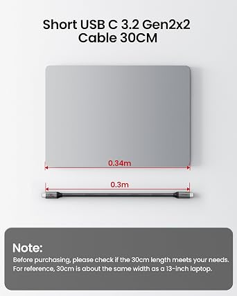 Silkland USB C Data Cable 20Gbps, 1FT USB C to USB C Cable, 240W Charging | High Speed Data Transfer, Short USB C 3.2 Gen 2x2 Cable, 5K/4K 60Hz USBC Monitor Cord, Compatible with SSD, Hub, Docking