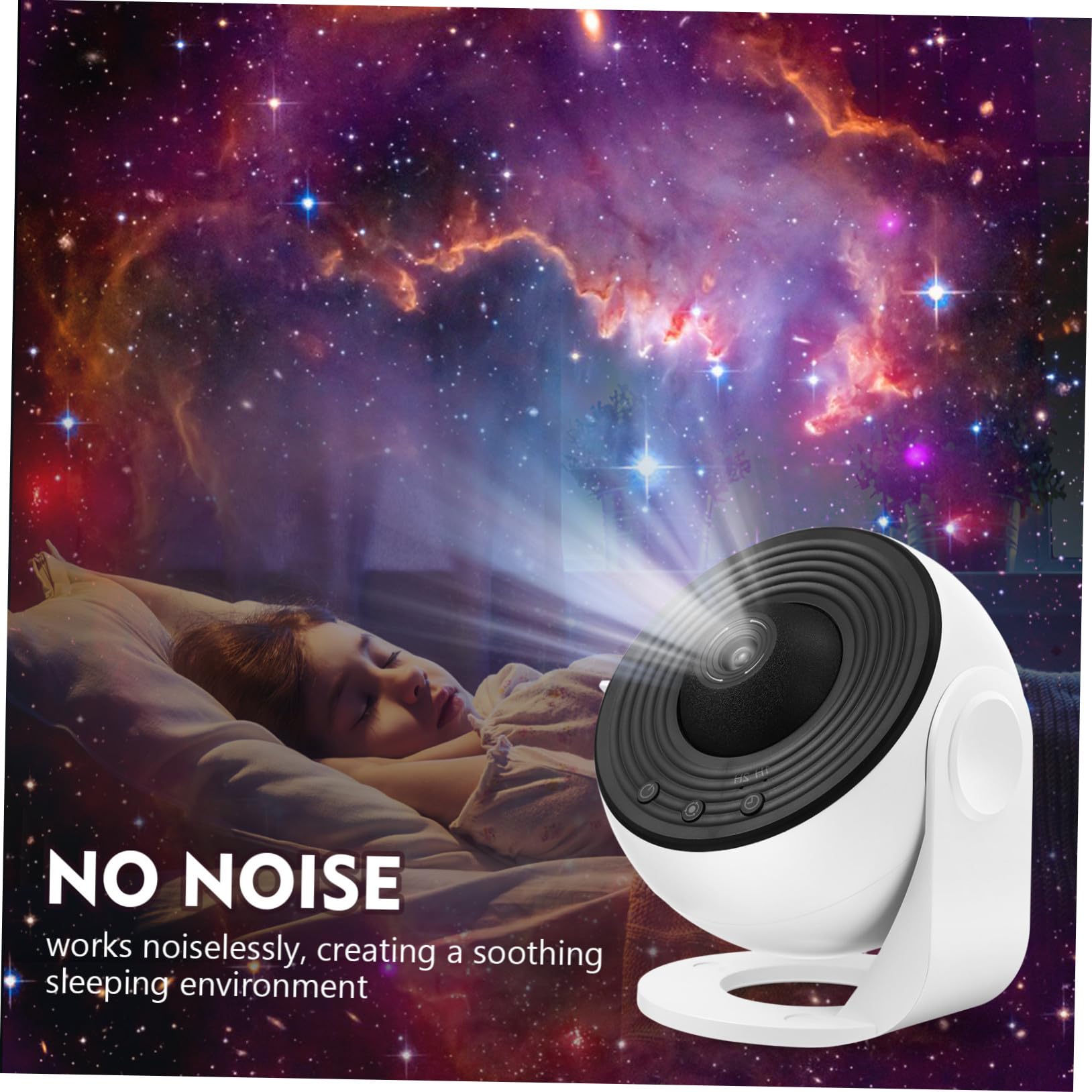 Housoutil Proyector de Estrellas de Nebulosa 1 Set Abs PC con Luz Nocturna | Rotación 360°, Silencio bajo 30 Db, 12 Discos y Cable Usb, Blanco