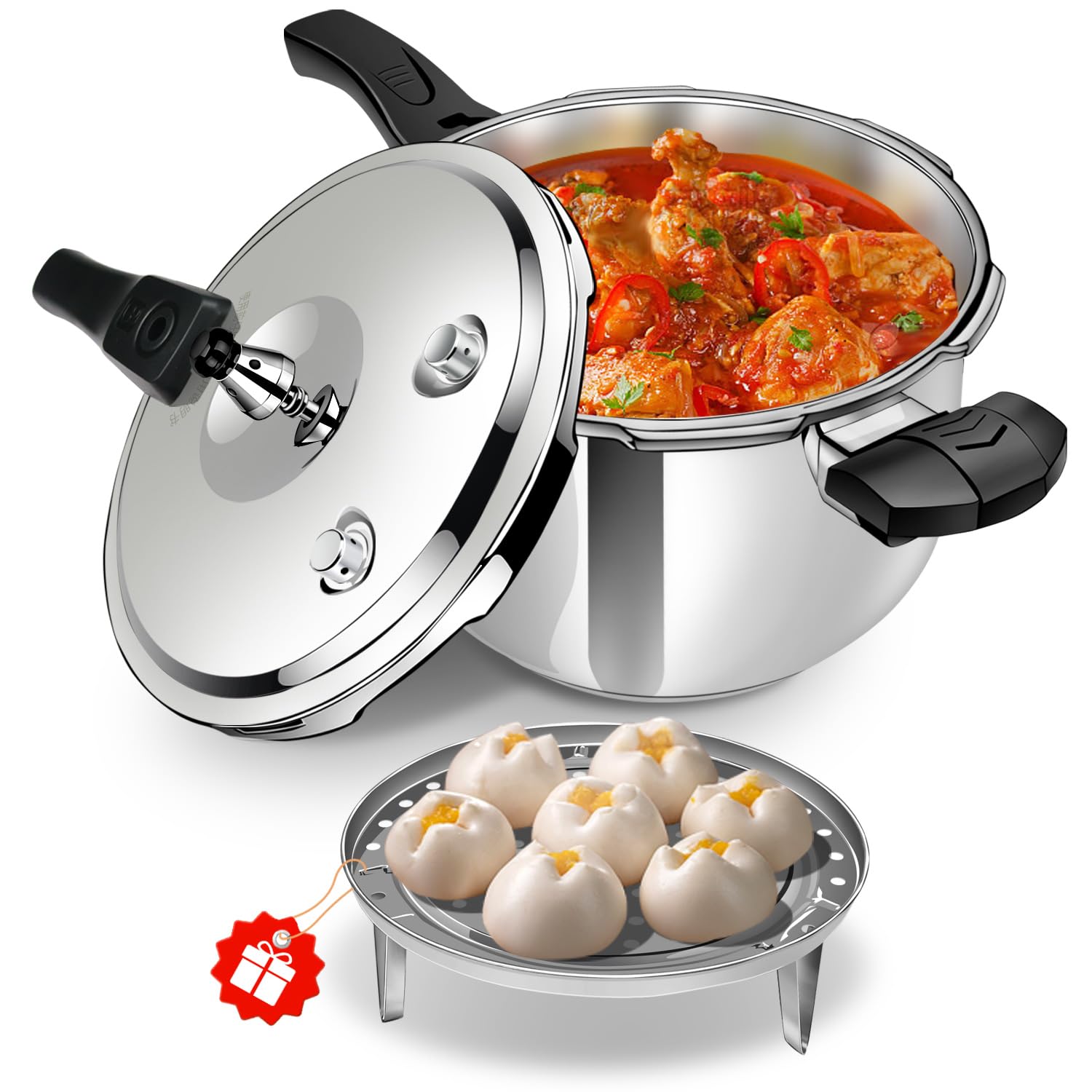 Pressure Cooker Stainless Steel pressure cooker 8 qt Commercial Stove Top Pressure Cooker Pot, Compatible with Gas & Induction Cooker 8+ qt for canning stainless steel