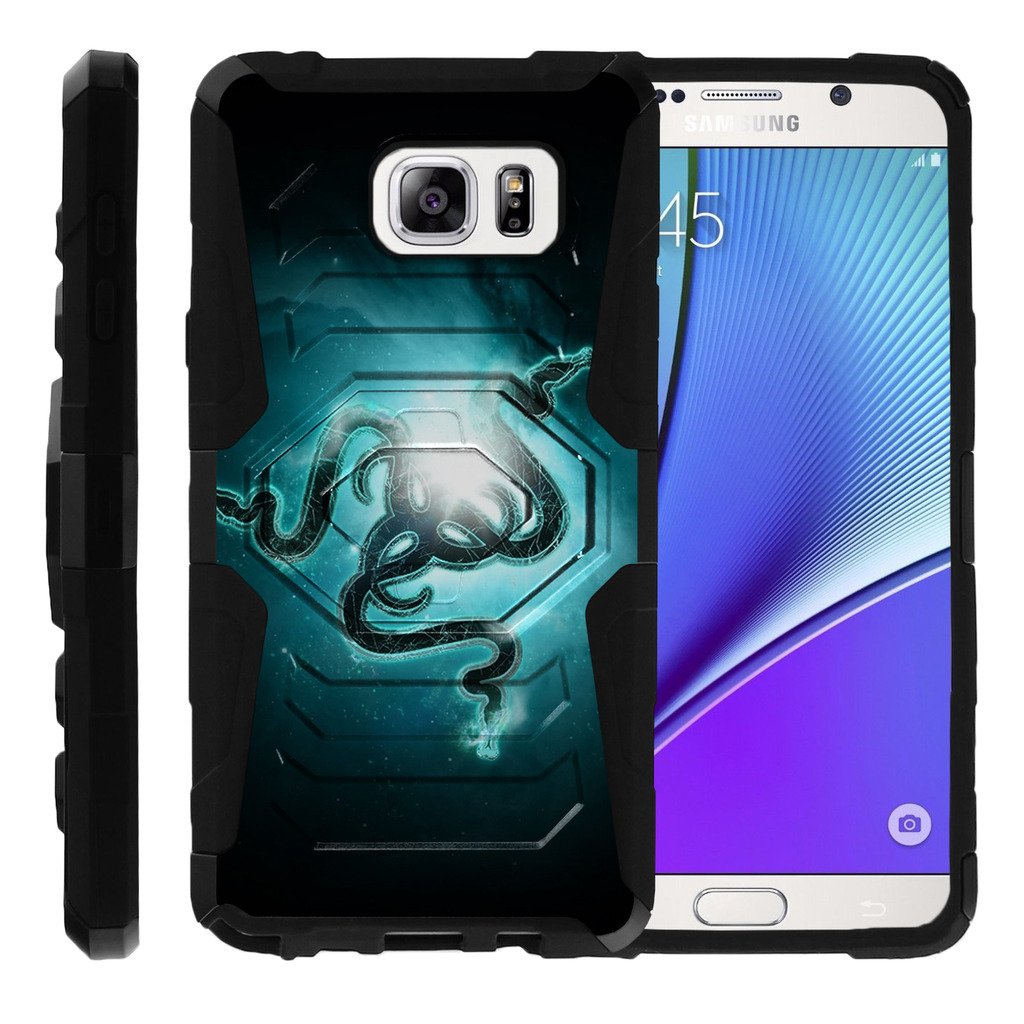 TurtleArmor | Compatible for Samsung Galaxy Note 5 Case | N920 [Octo Guard] Dual Layer Case Holster Belt Clip Sturdy Kickstand Cover - Blue Serpents
