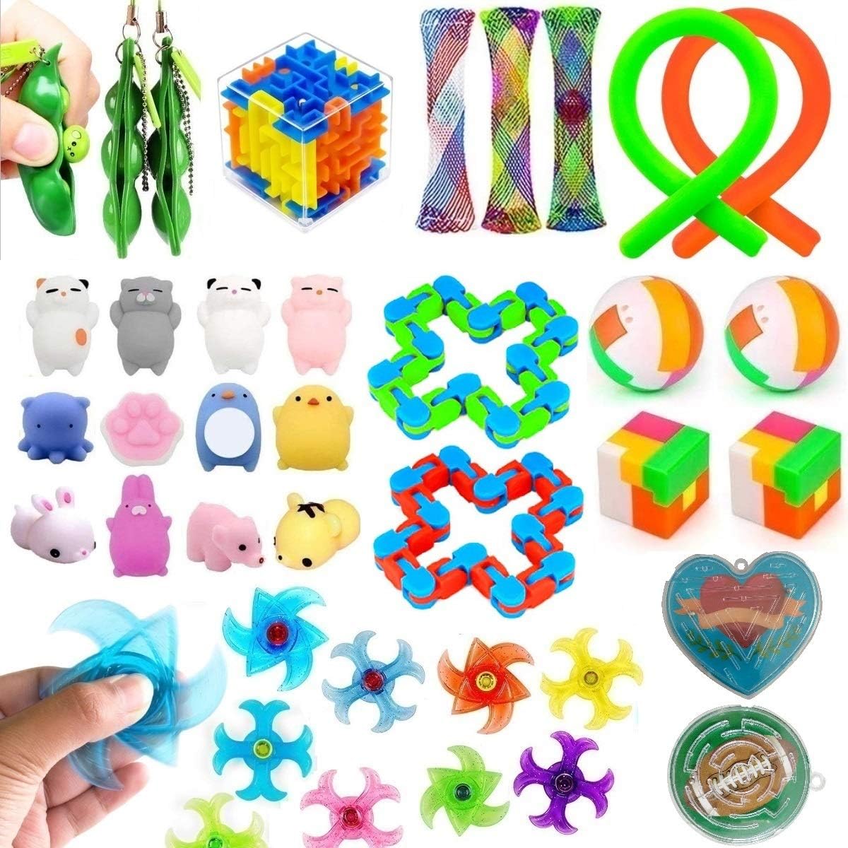32 Pack Fidget Toys Set, Sensory Toys for Autistic Children and Adults, Kids Party Favors, Carnival Prizes, Treasure Box Prizes, Pinata Stuffers, Goodie Bag Fillers, Classroom Rewards School Supplies