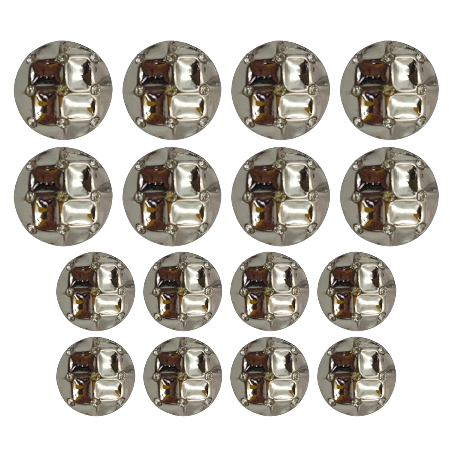 Ani accessories Diamond Look Design Metal Shank Button for Coat Blazer Suit, Sherwani and Indian Dresses Sports Coat and Bandhgala,Double Breast 8 Big and 8 Small (Silver)-picture-50