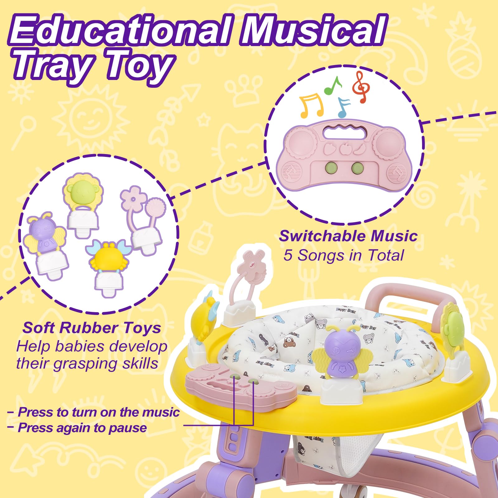 Girello Per Bambini Con Giocattoli Girello Musicale Pieghevole Girello Passeggino Homewell Per 1211912
