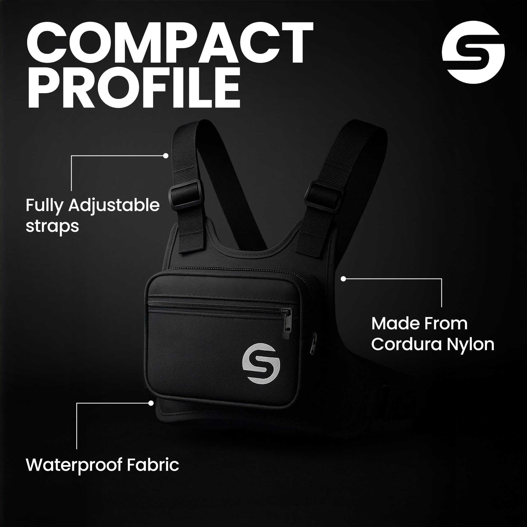 Bolsa de pecho para correr para hombres y mujeres con botella de agua plegable, resistente al agua, ajustable, con parte trasera reflectante para ciclismo, senderismo, entrenamientos, con soporte para