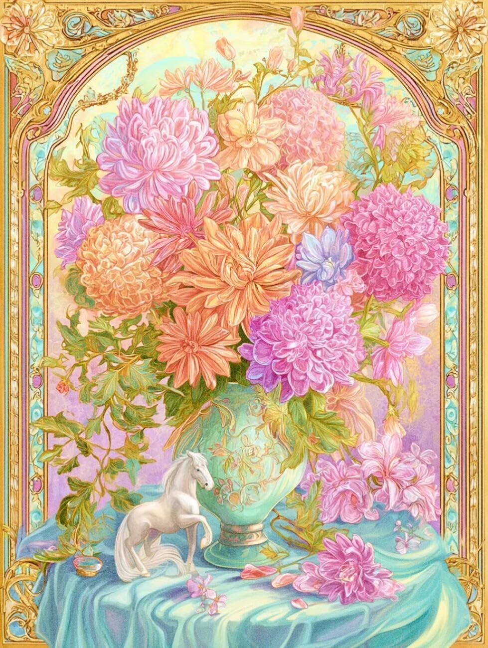 Henypt Cross Stitch Kits Fantasy Flowers DIY Needlepoint Set for Beginners The Elderly with Accessories Home & Leisure/Gifts 14CT 60x80cm