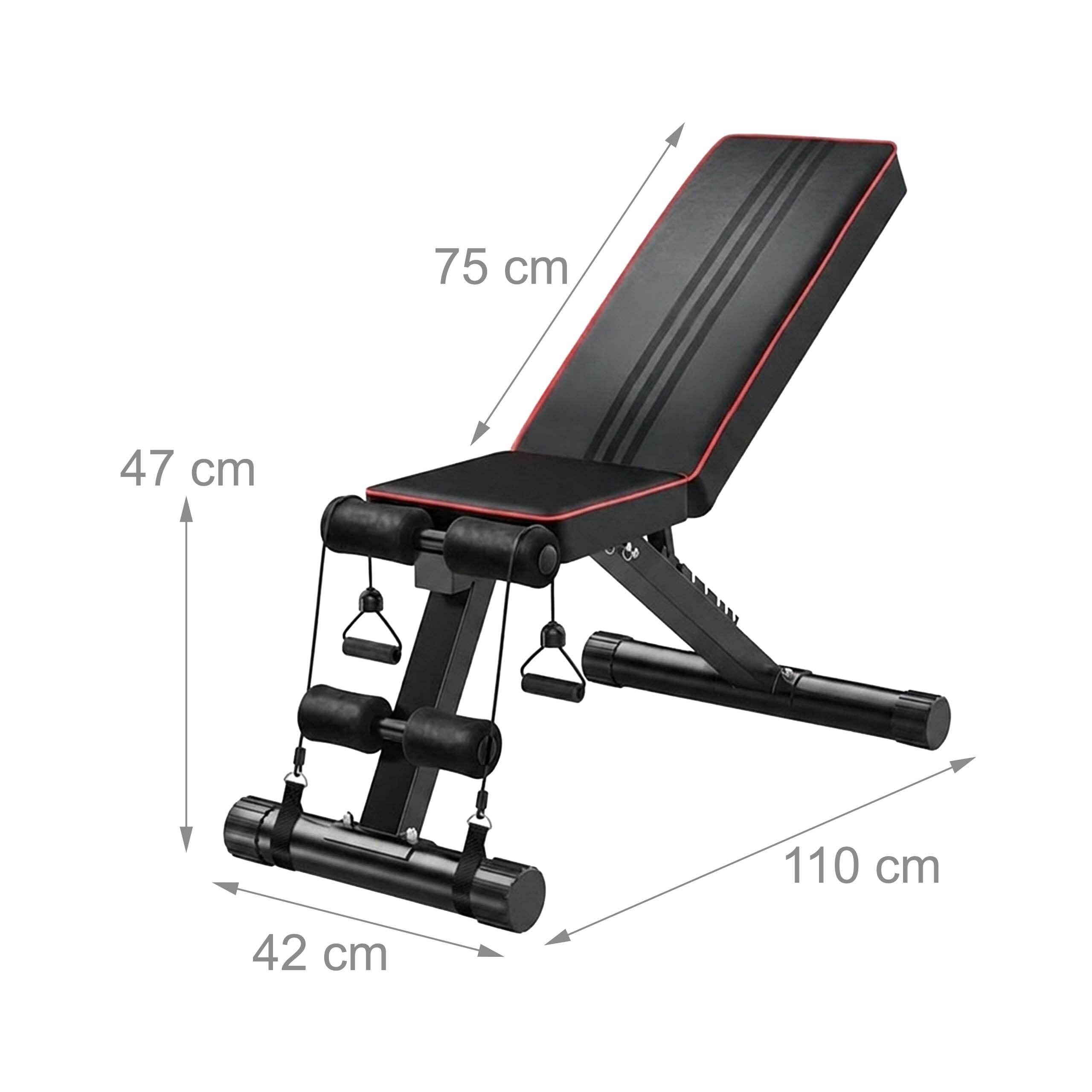 Ławka Relaxdays, do 150 kg, składana, regulowana, 2 taśmy, czarna