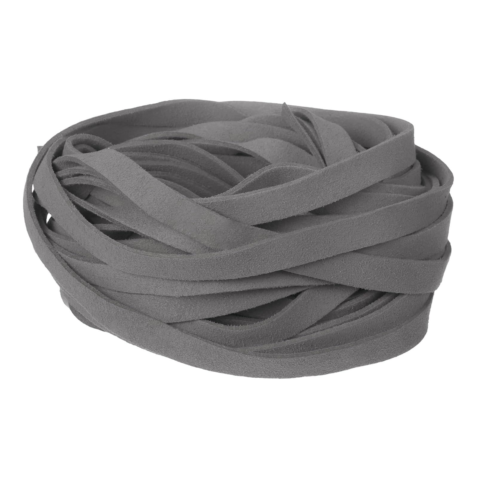 sourcing map 10Pcs 1m x 10mm Flat Leather String Cord, 1.4mm Thick Craft Suede Ribbon Braiding Lacing Strips Thread Rope for DIY Leather Crafts Necklace Bracelet Collars Belts, Light Gray