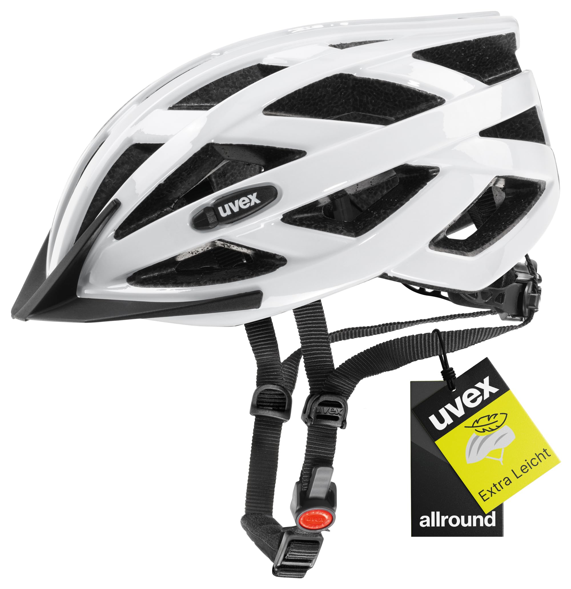 Uvex i-vo Fahrradhelm Farbe:-Weiß Gr:-52-57 cm | mit Plug-in LED nachrüstbar - individuelle Größenanpassung - waschbare Polster