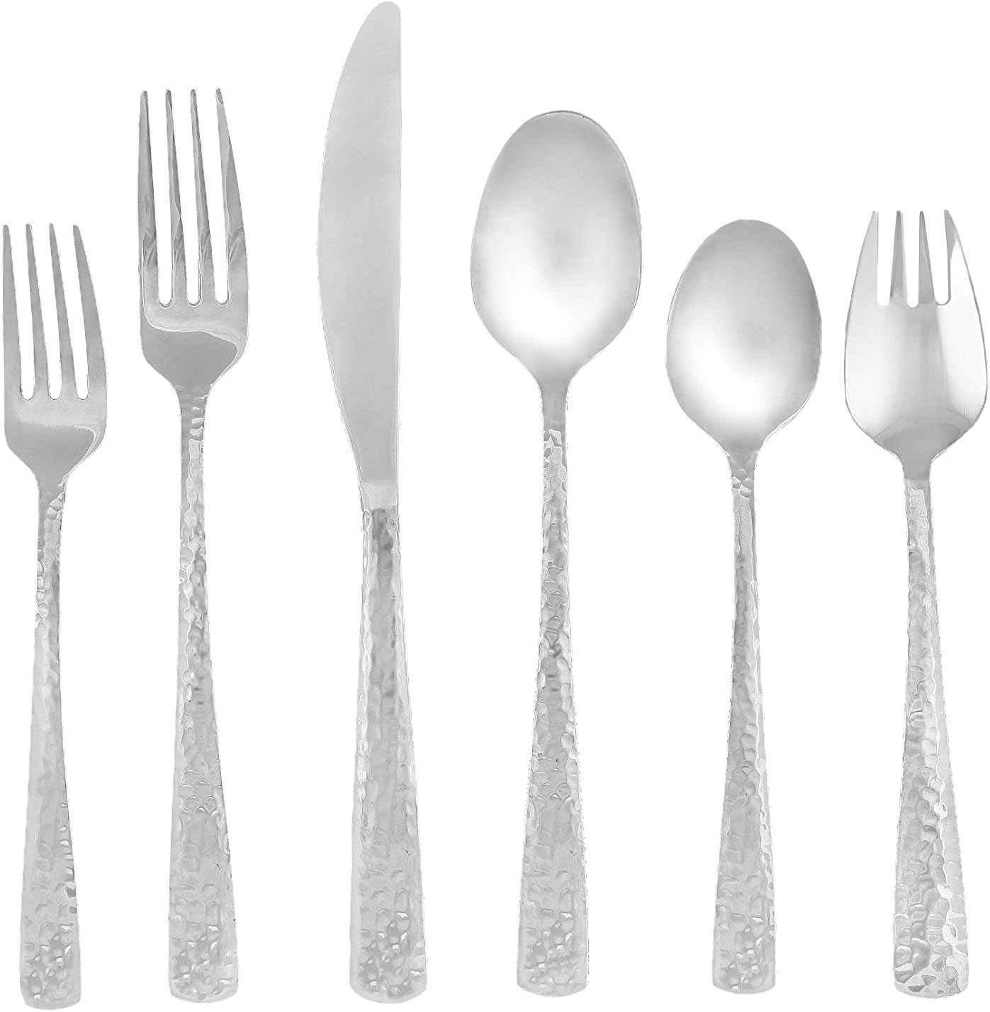 CAMBRIDGE Silversmiths Arie Mirror Hammered 18/0, 39 Piece Flatware Set, Service for 6, Silver