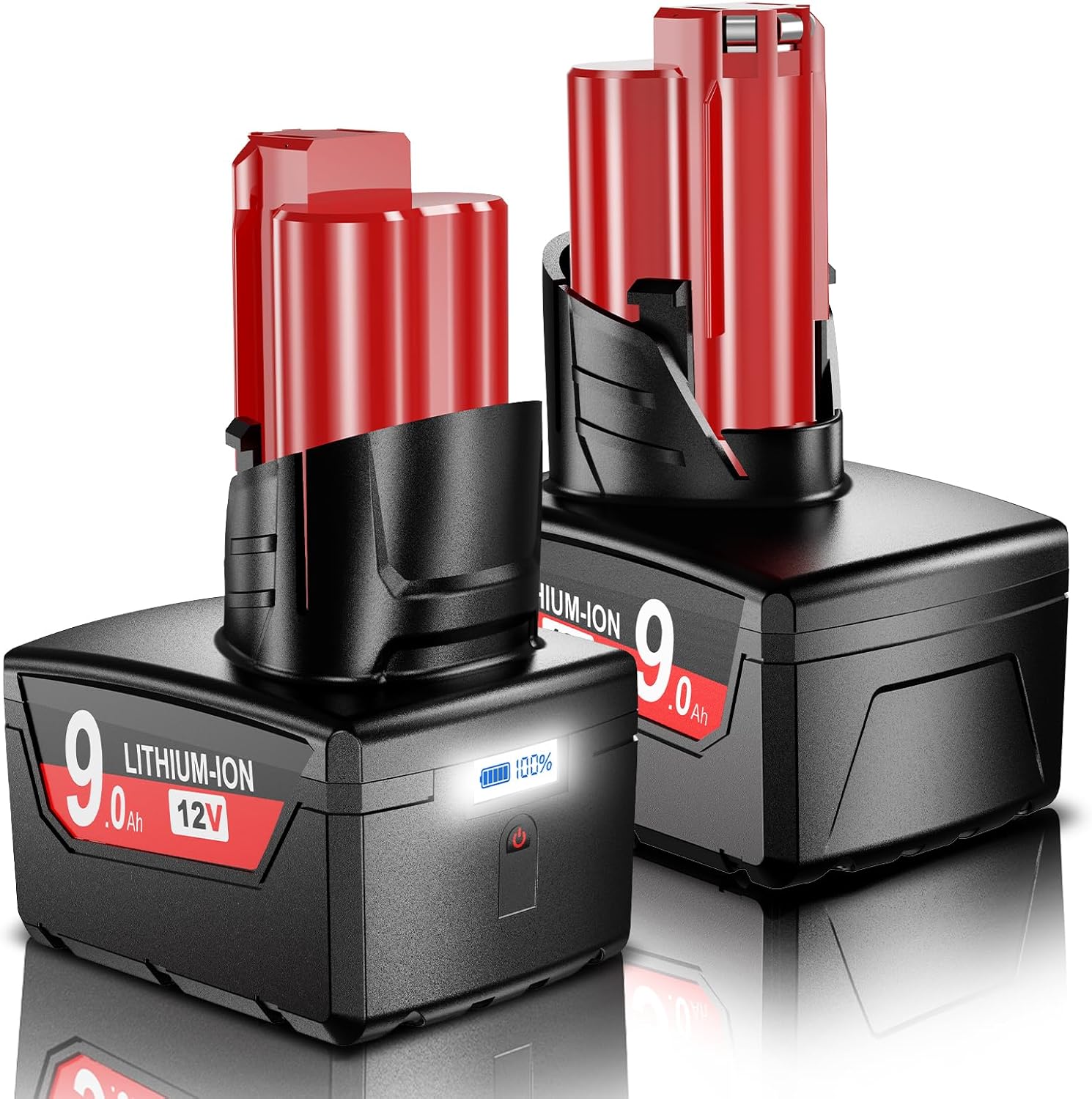 TURPOW Advanced Replacement for Milwaukee M12 Battery 9.0 2/pk Compatible with M12 Power Tools 100% Compatible with All Milwaukee Original Charger