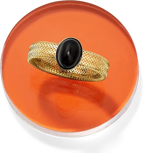 Vista 5 de Ross-Simons Italian Black Onyx Mesh Ring in 14kt Yellow Gold
