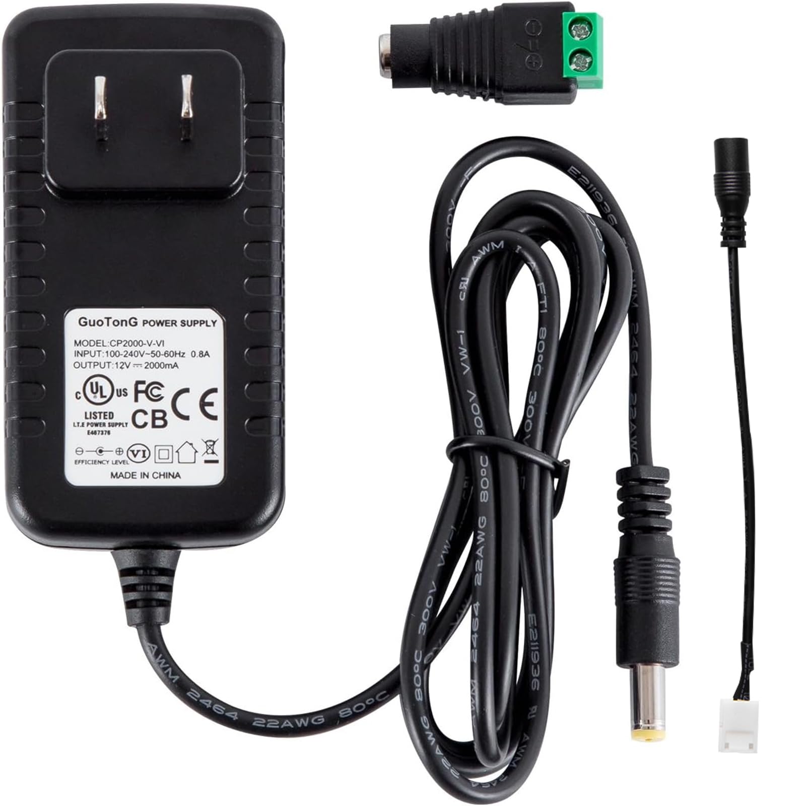 GuoTonG 12 Volt 1 Amp LED Strip Light Power Adapter, DC 12V Transformers,Power Supply for 2835/3528/5050 LED Light Strips, 12W Max, 12 Volt 1 Amp Power Adaptor, 2.1mm X 5.5mm US Plug