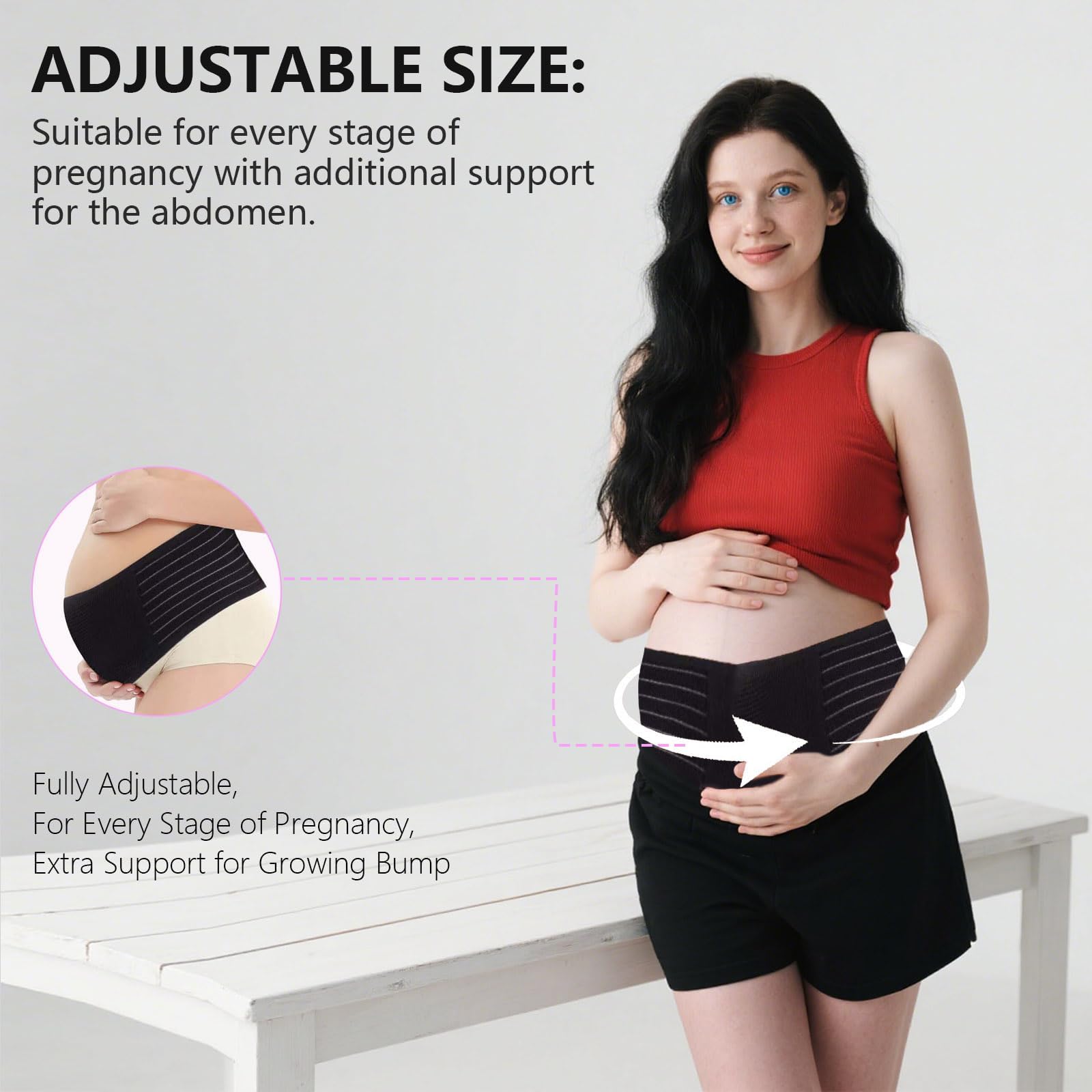 Confort Femme Enceinte Ceinture De Grossesse Rynvarl - Soutien Ventre Et Dos, Réglable, Confort Quotidien Ceintures De Grossesse