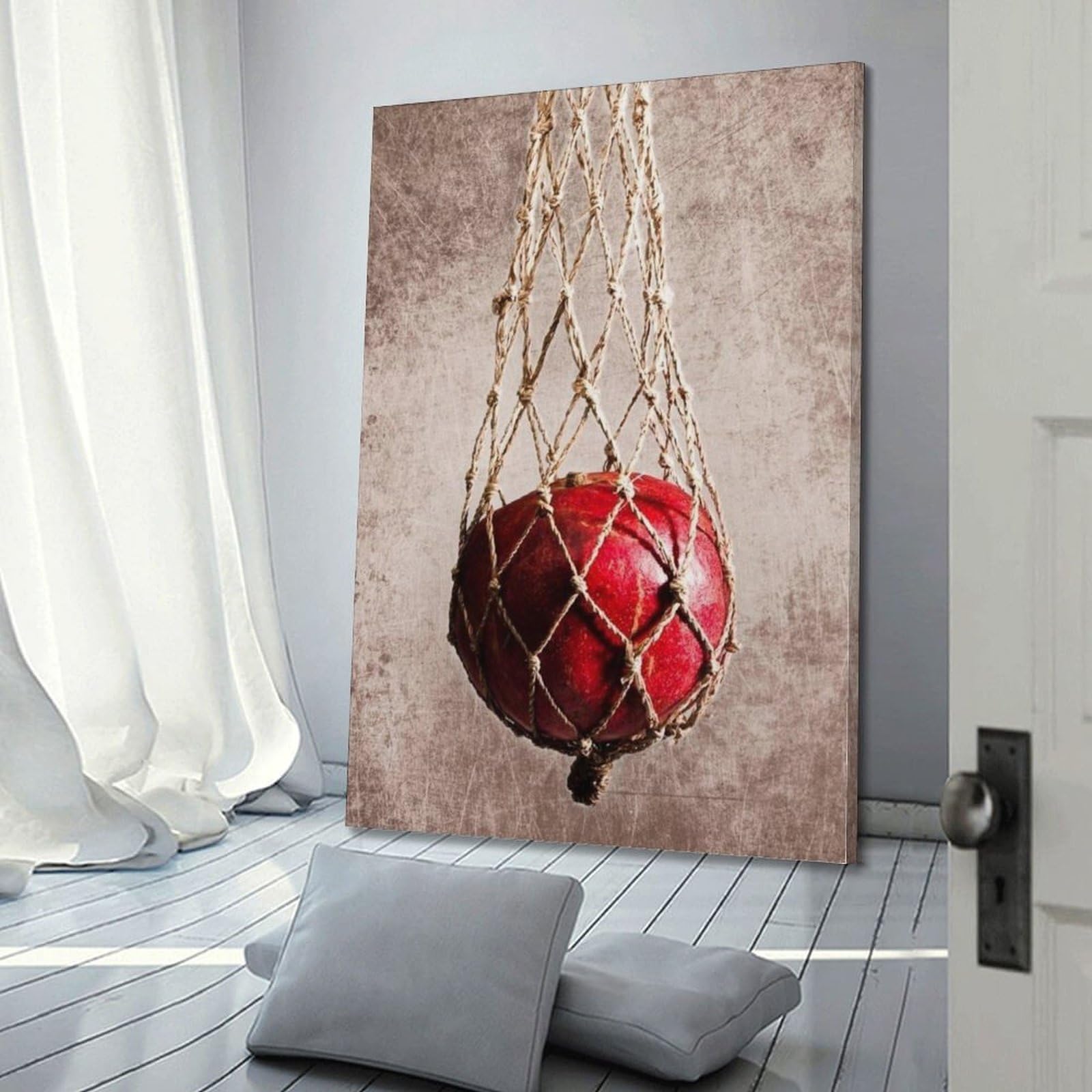 Granatapfel im Netzbeutel Wandkunst, Retro-Druck, Obstposter, altmodisches Leinwandbild, klassische Dekoration für Wohnzimmer, Schlafzimmer, Arbeitszimmer, Poster, dekorative Malerei, Leinwand