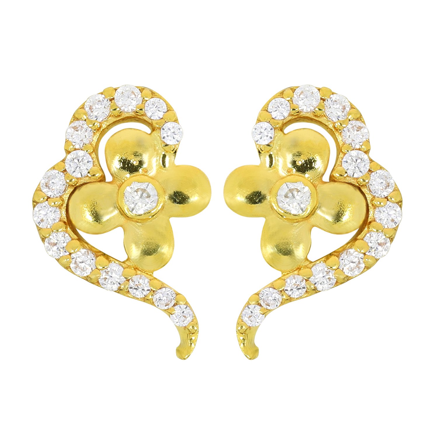 22KT Yellow Gold Stud Earrings for Women-image-11