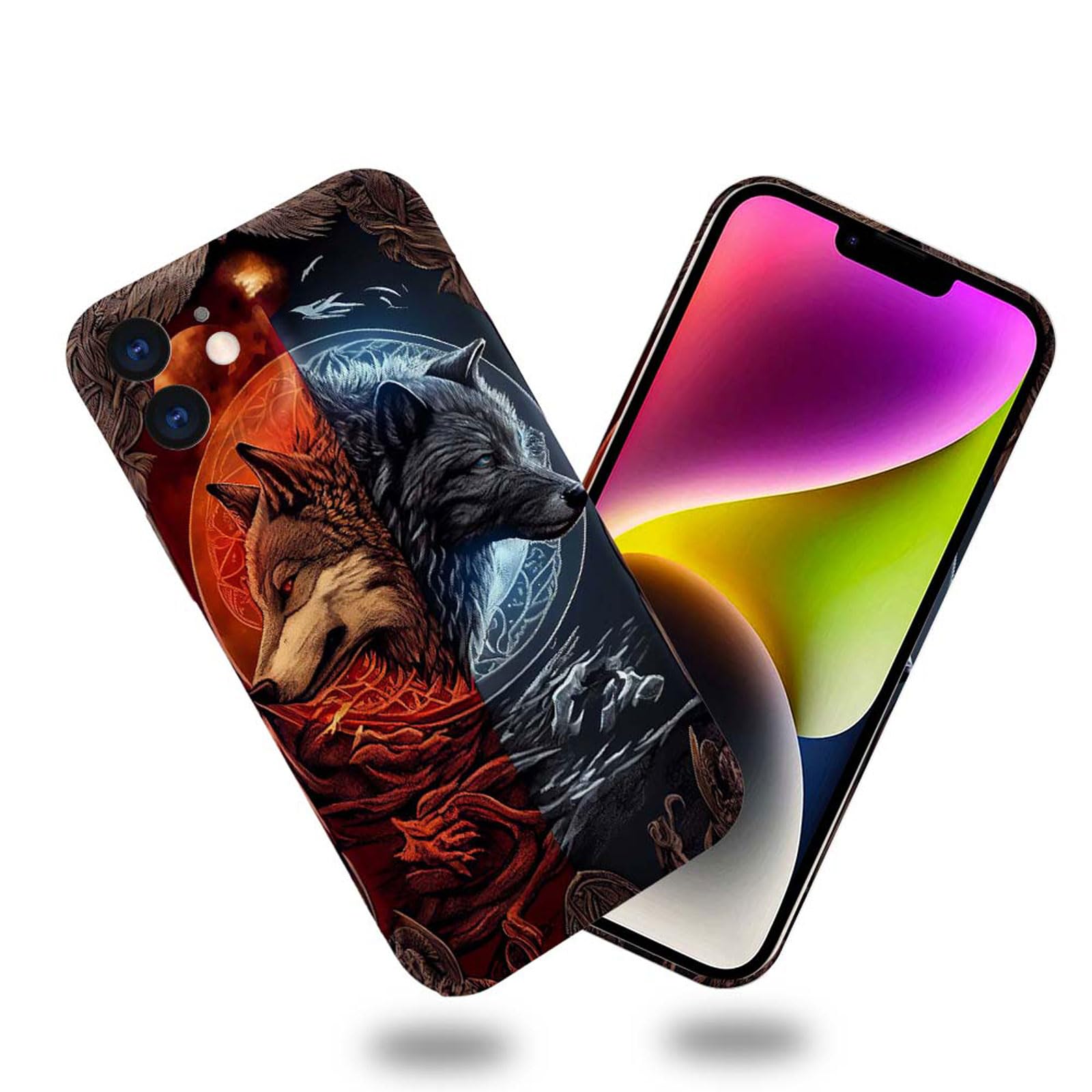 Yuning419Case Compatible with iPhone 11 Case,Ancient Wolf Legend 3D Design Phone Case,Stylish Durable Shockproof Raised Bumper Corners Case for 11 6.1 inch