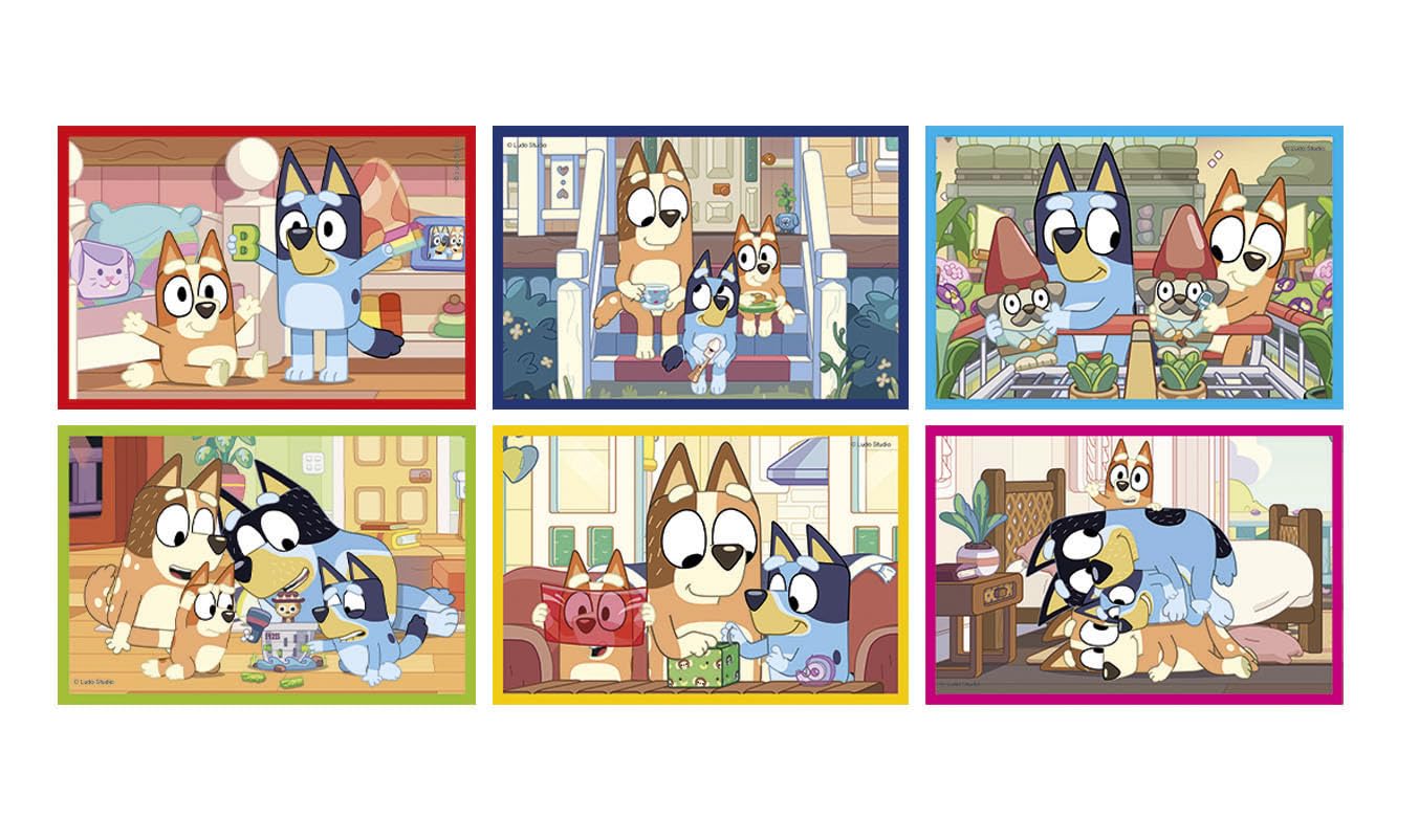 Clementoni - Bluey Cube, Puzzle con 6 Cubi, Gioco Educativo Bambini 2+ Anni per Sviluppare Memoria, Logica e Manualità, Made in Italy, 12x8 cm, 40662