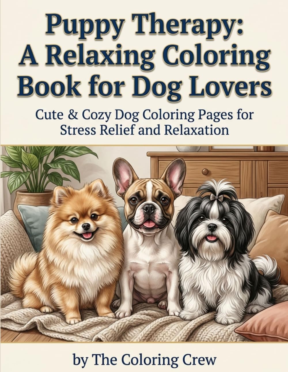 Puppy Therapy: A Relaxing Coloring Book for Dog Lovers: Cute & Cozy Dog Coloring Pages for Stress Relief and Relaxation