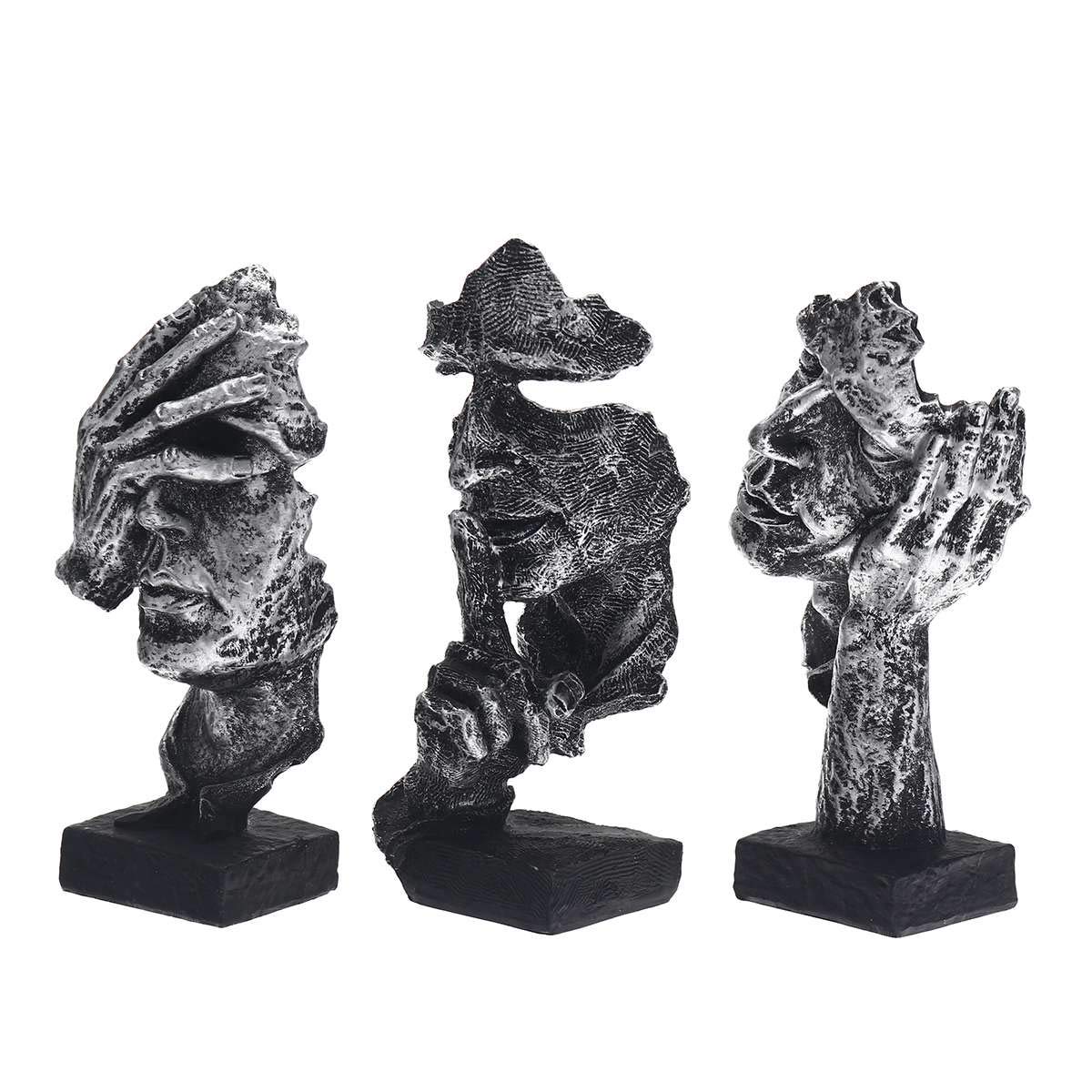 Marimor Estatuas de esculturas de 3 unidades de esculturas decorativas modernas. Estatua y escultura decorativa. Figuras decorativas modernas para decoración de busto, dormitorio, estantería (plata)