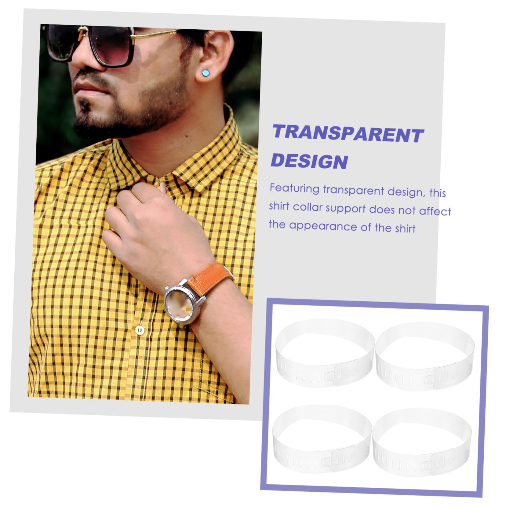 VANZACK 100 piezas Soporte para Cuello de Camisa de Hombre Soportes de PVC Transparentes Ajustables para Collar Refuerzos para Camisas de Vestir Mantiene Forma y Previene Deformación
