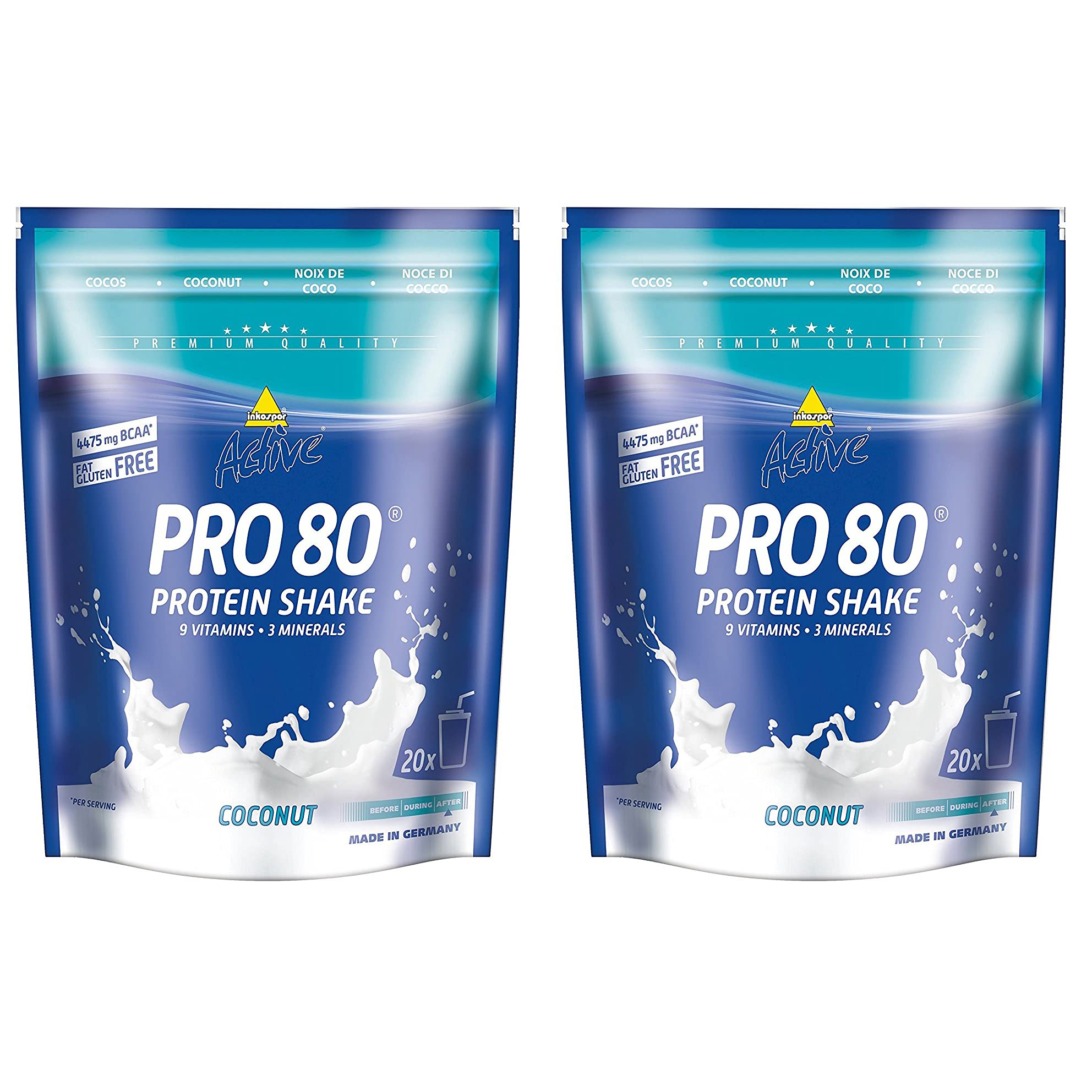 Inkospor Active Proteinshake Pro 80 woreczków, dwupak (2 x 500 g) Cocos, 1 opakowanie (1 x 1 kg)