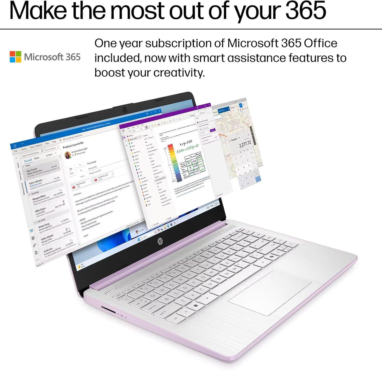 HP 2026 14" Laptop for College Students- 1-Y Office 365, Intel 4-Core Processor, 4GB RAM, 128GB UFS & 256GB SD Card, Wi-Fi 6, Copilot AI, Win 11Pro, All-Day Battery Life, w/Bundle (Purple)