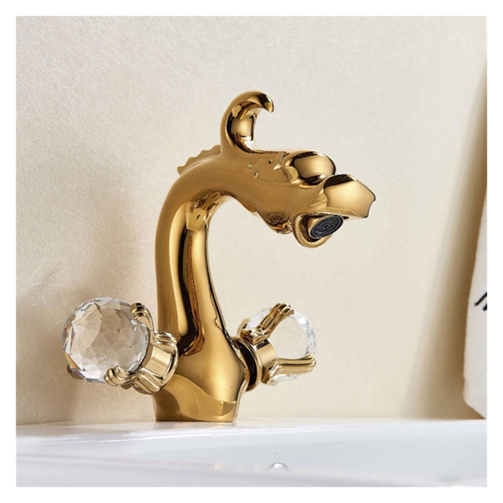 Robinet cygne doré pour lavabo de luxe au design dragon élégant et finitions haut de gamme