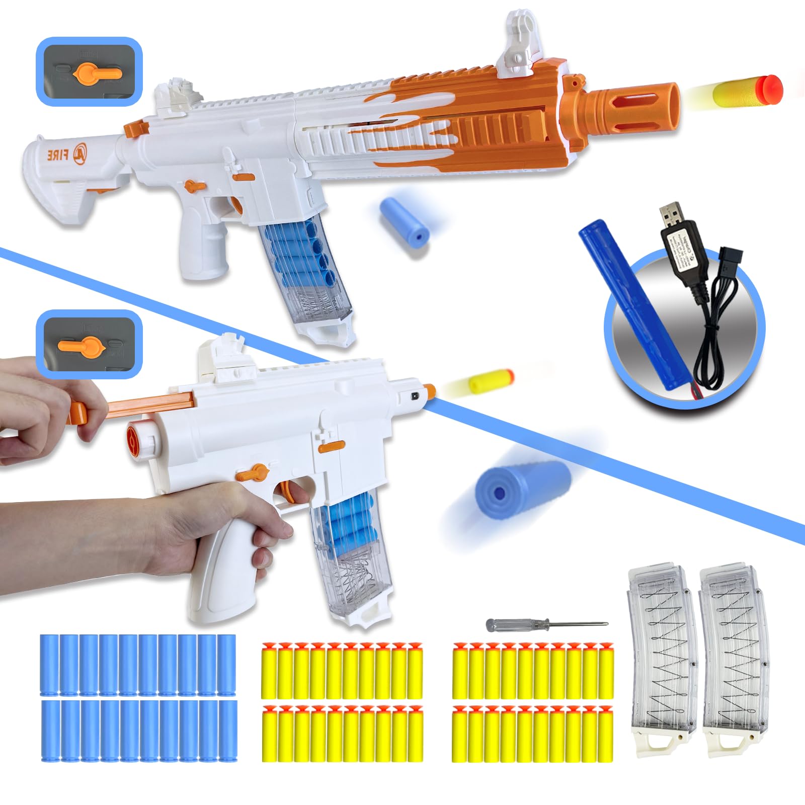 GINCHO AR 15 Electric Foam Blaster with Scope, 40 Darts, 2 Magazines, 20 Shells | Automatic Ejecting Toy Gun for Boys, Teens & Adults | Outdoor & Indoor Battle Game Gift (Birthday, Christmas, Party)