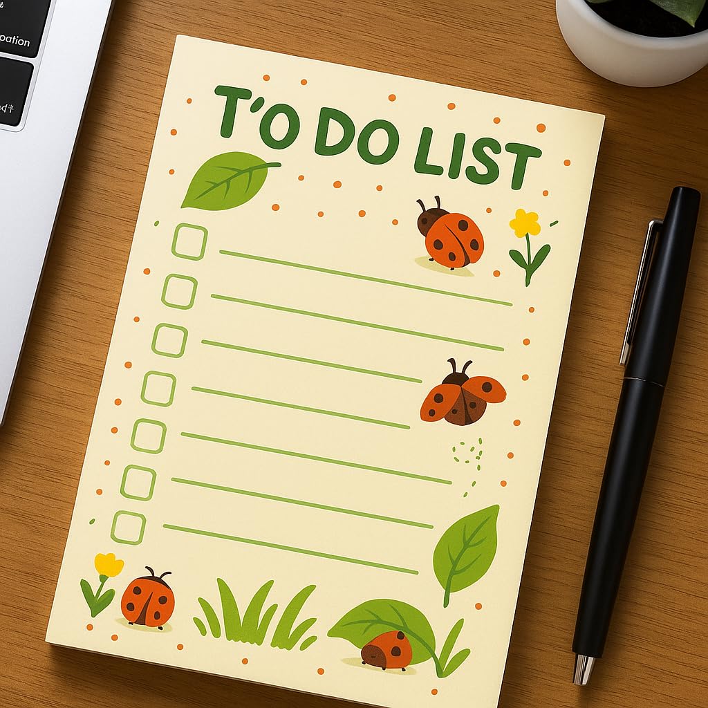 Ladybug Gifts – 4x6 Sticky Notes, 50 Sheets Nature-Themed Notepad with Cute Ladybugs, Birthday Gifts for Men, Women, Office Coworker, Friend