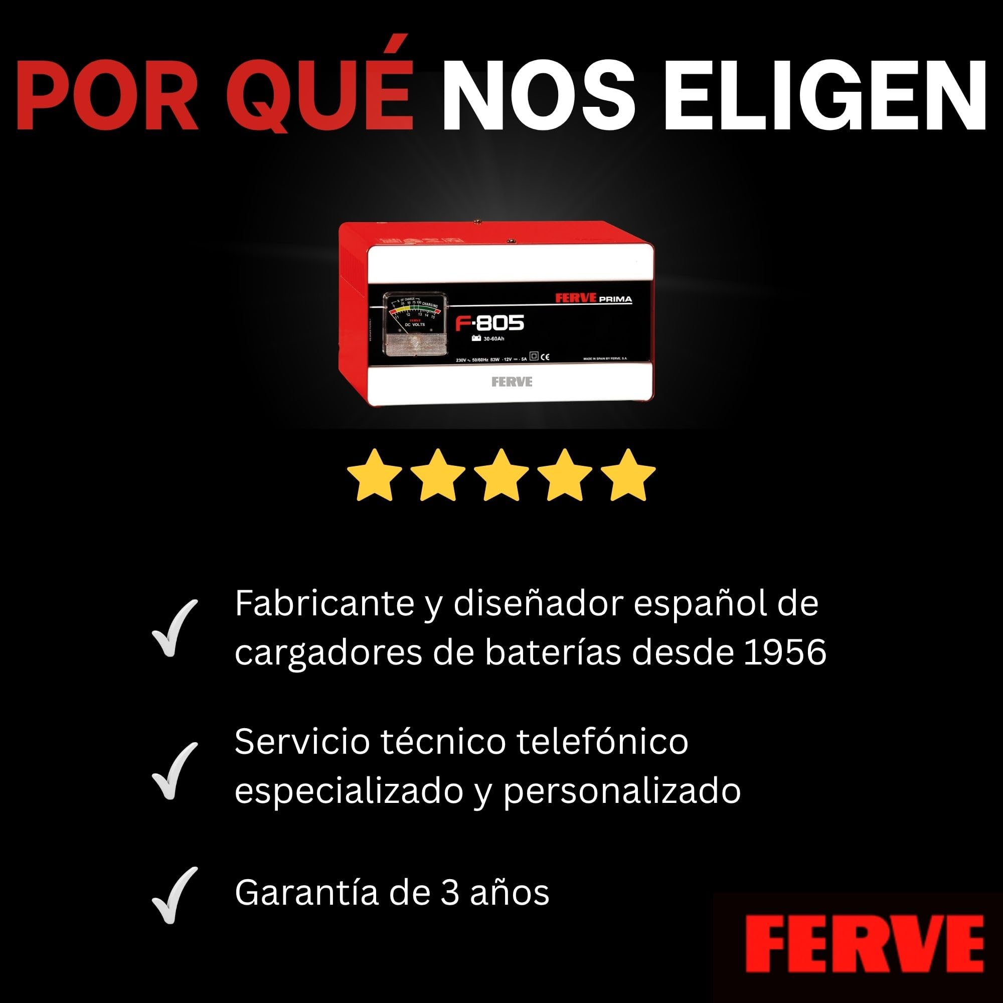 Ferve F-805 Cargador de Baterías de Plomo Ácido