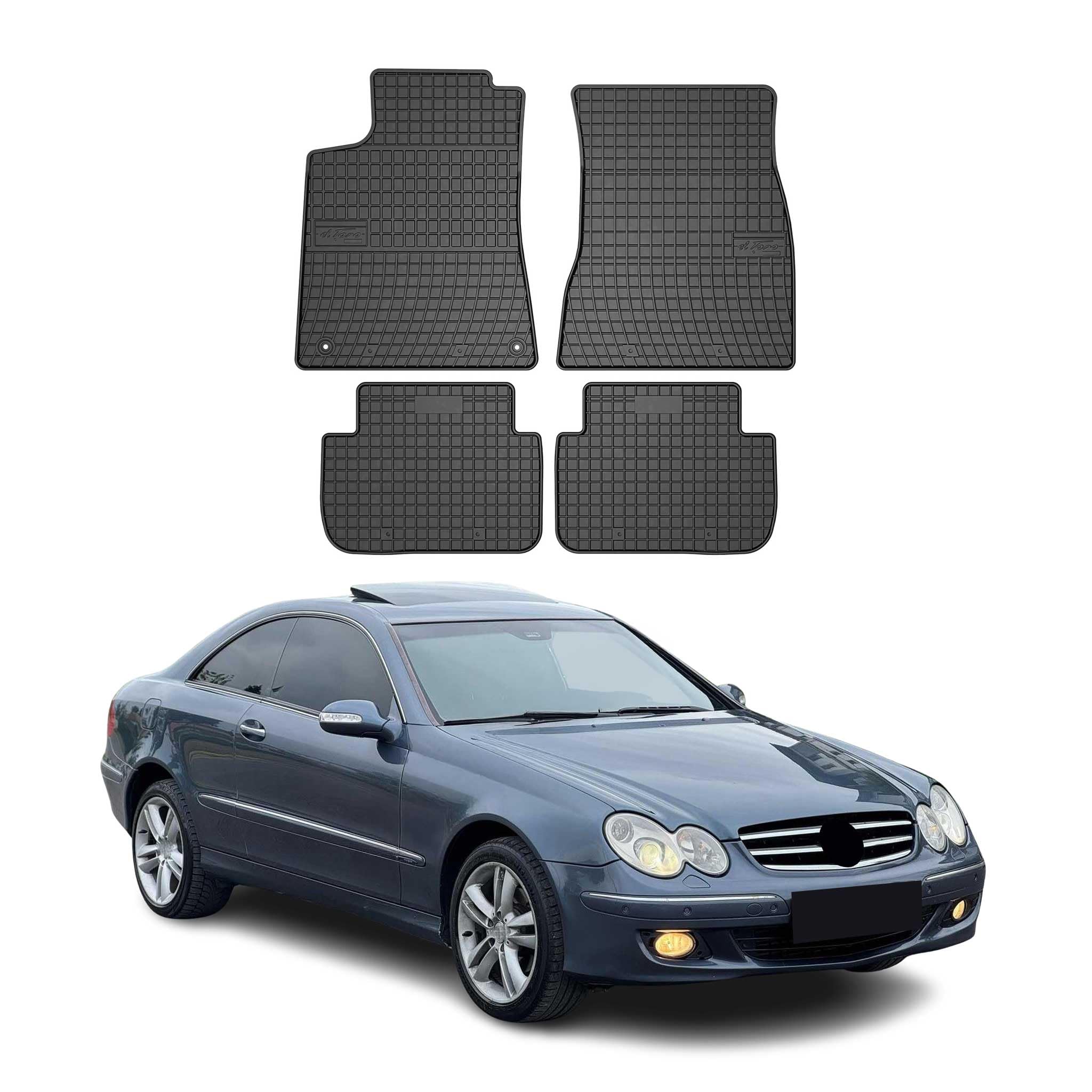 OMAC Fußmatten für Mercedes CLK Klasse C209 2002-2009 Gummi 4X Schwarz