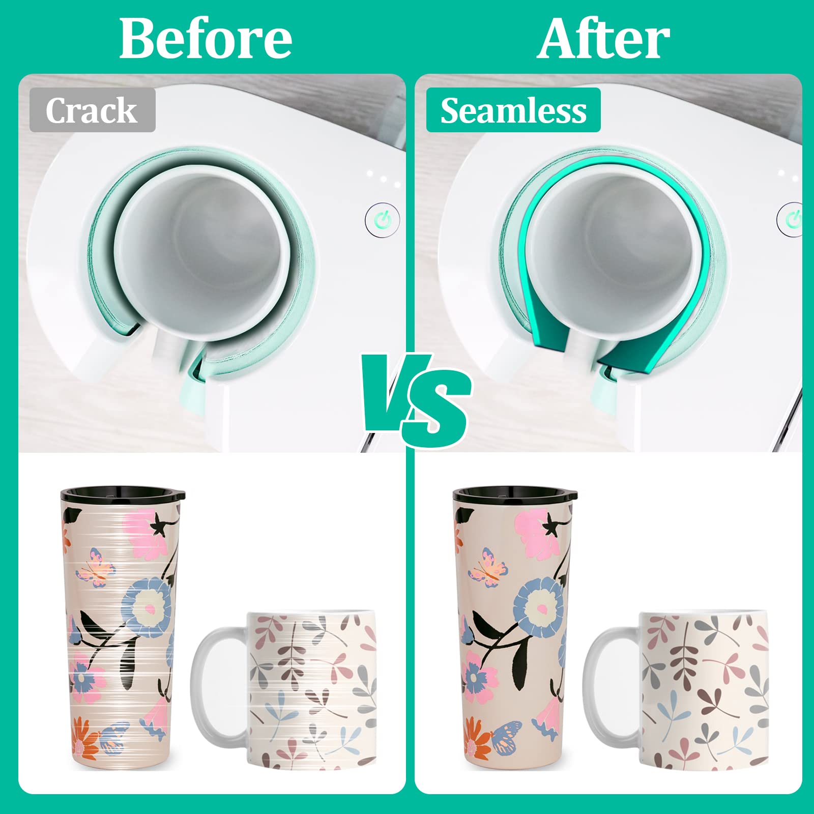 ZOCONE Sublimation Tumblers Wrap Set for Cricut Mug Press Accessories, 3 Thickness Silicone Mug Tumbler Wrap Sublimation Blanks Products for Heat Press Sublimation Machine, 9.8 x 4.7 Inch (Green)