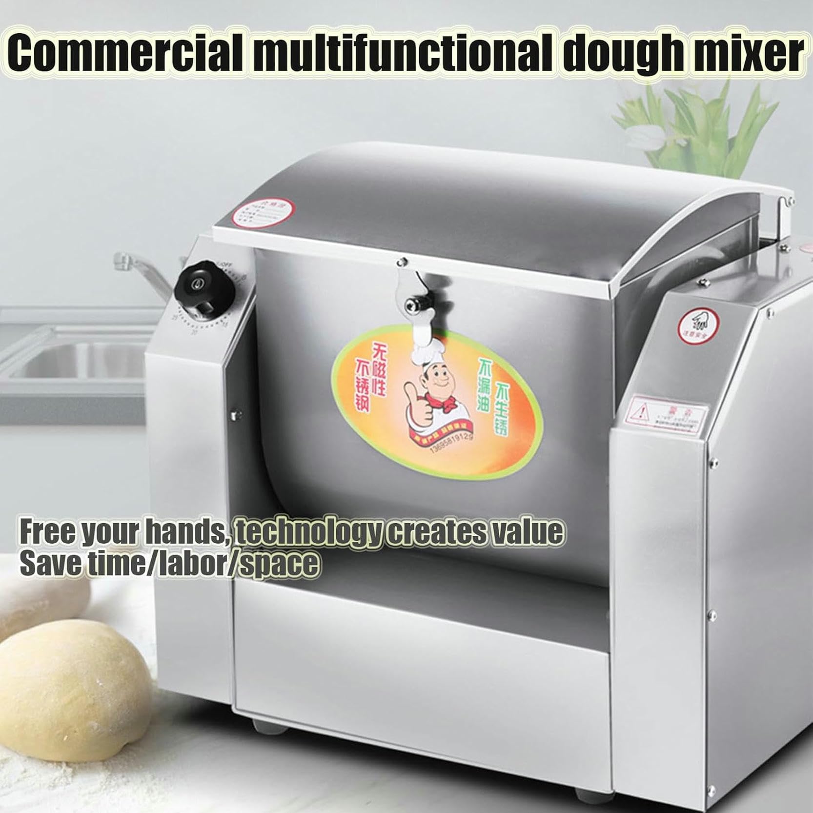 Macchina per Impasto Commerciale, Miscelatore Stand, Frullatore Alimentare, Frullatore Elettrico, Frullatore di Farina, Stampante di Pasta, Tempo di Risparmio Ed Energia, 5 kg