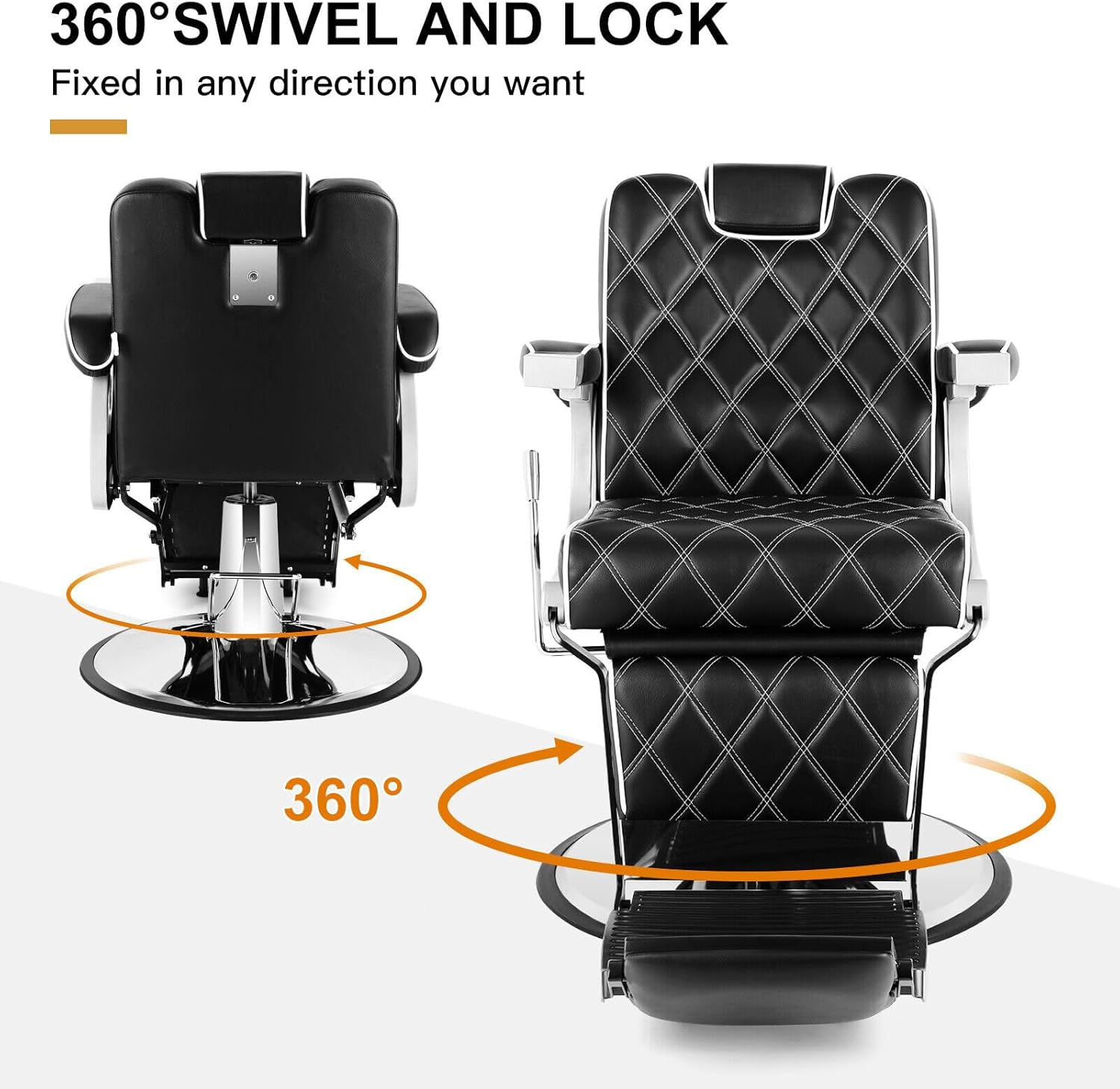 Artist hand All Purpose Barber Chair Wide Backrest Reclining Salon Chair for Hair Stylist Tattoo Chair Makeup Chair for Salon Equipment (Black)