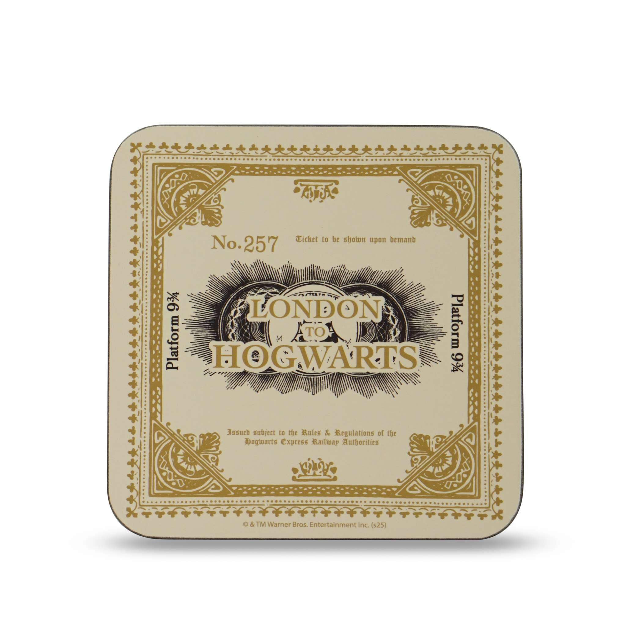 Harry Potter Multicolor Half Moon Bay | | London To Hogwarts Ticket | Drinks Coaster Single - London To Hogwarts Ticket | Official Merchandise | Wine Coaster