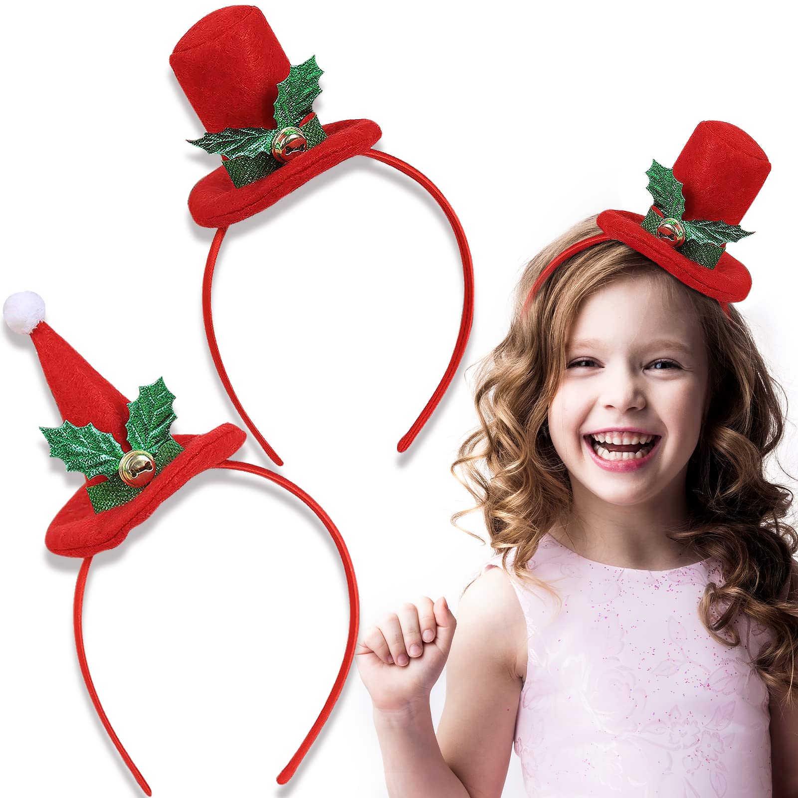 2 Pack Cute Chritmas Hat Headband Xmas Headwear Party Hairband for Christmas Decoration Kids Gifts New Year Supplies