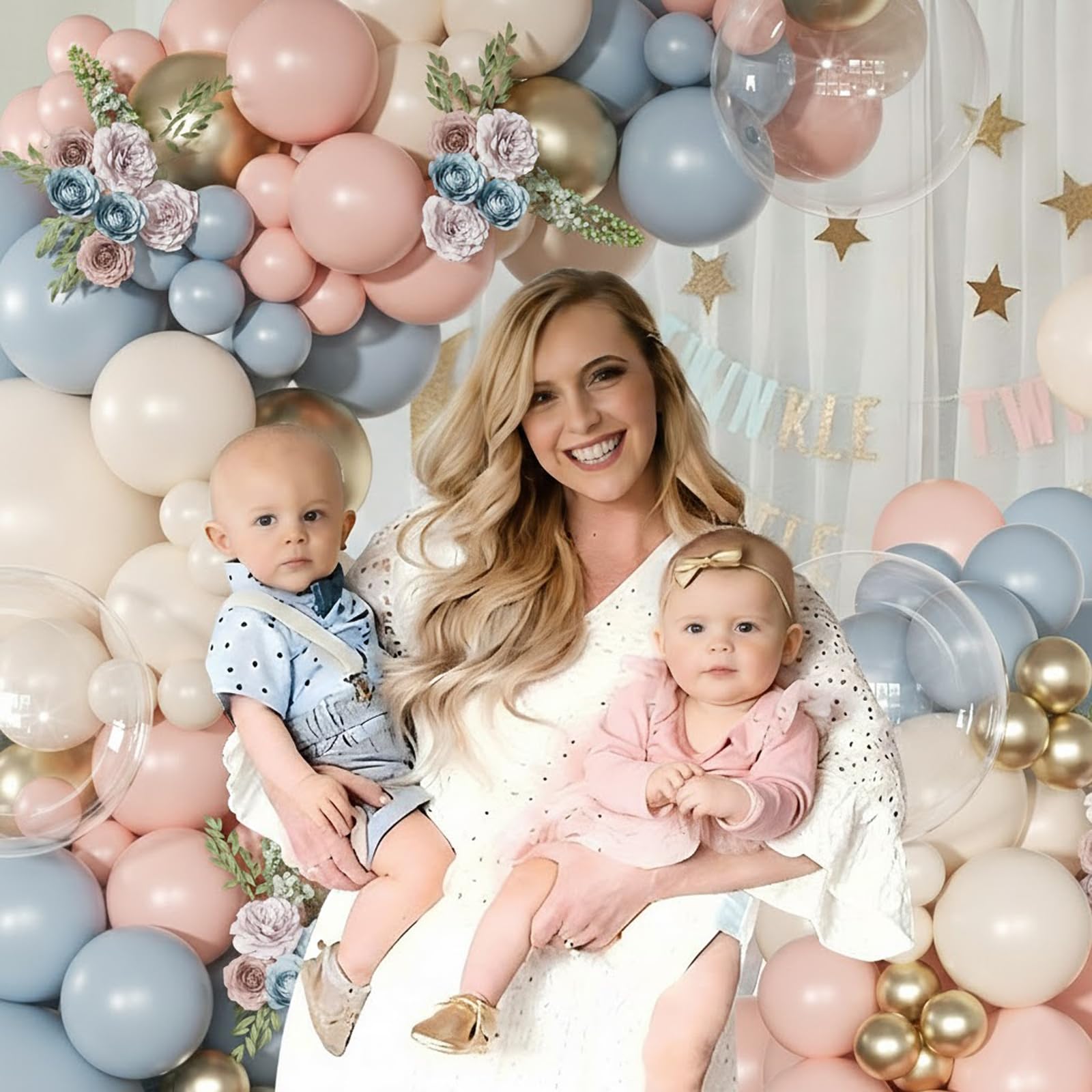 Ballongirlande, Bogen-Set, 126 Stück, Rosa, Blau, Sand, Weißgold, Luftballons für Jungen oder Mädchen, Deko, Babyparty, Boho, Junggesellinnenabschied, Hochzeit, Geburtstag, Partyzubehör