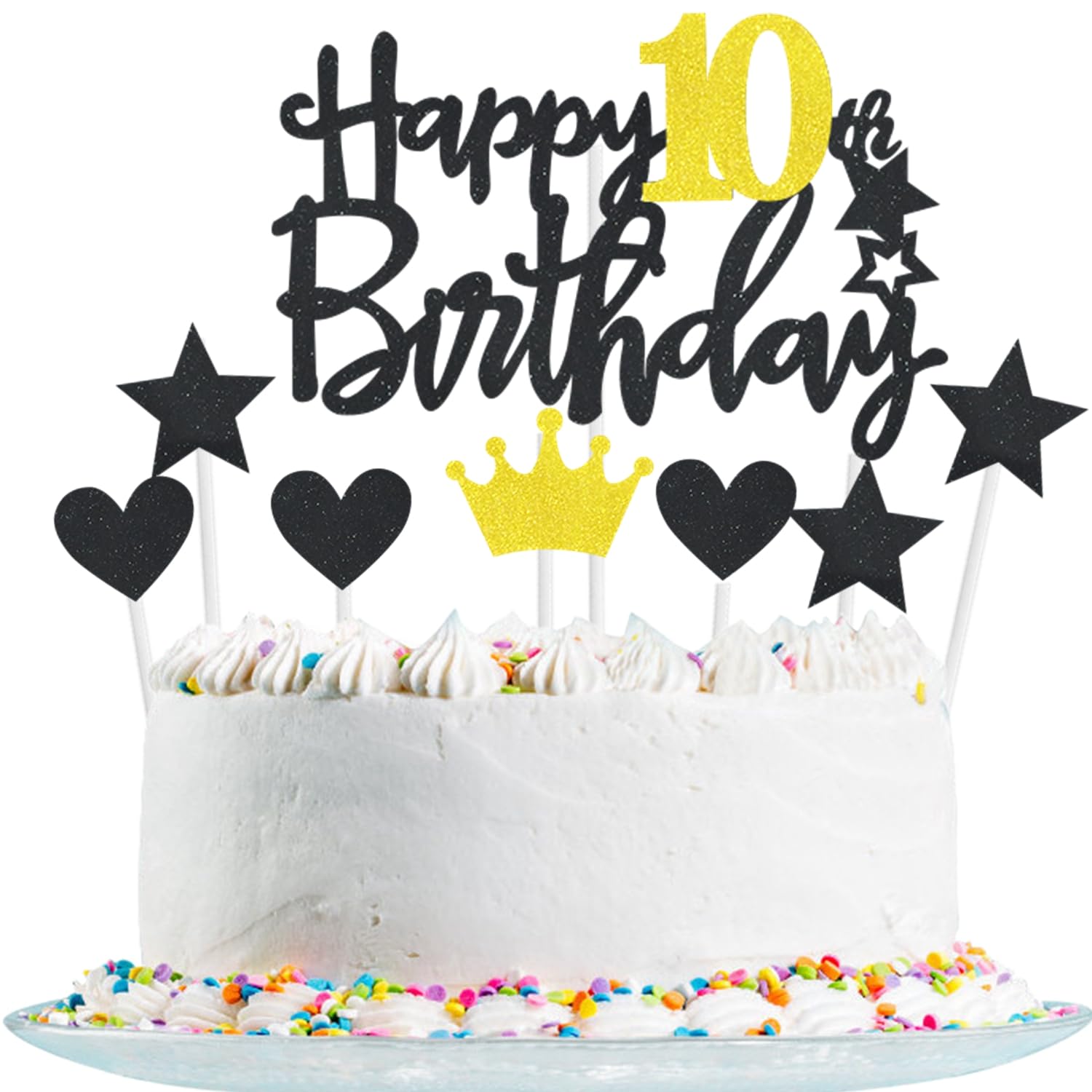10. Geburtstag Deko-Set In Gold – Inkl. 32 Zoll Zahlballon, Banner, Sterne & Latexballons