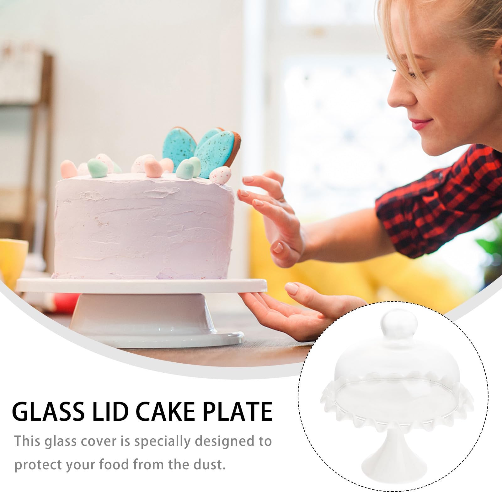 SHOWERORO 1ensemble Cloche Transparent pour Gâteau Couvercle Et Plateau pour Préserver Aliments Design Élégant pour Cuisine Et