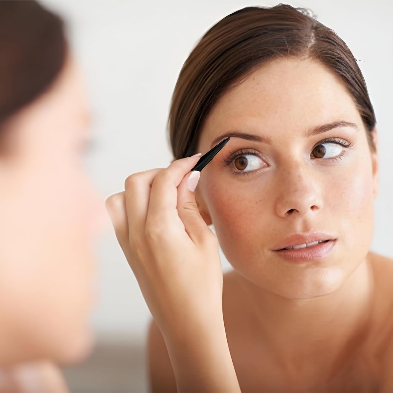 Fiber Tip Eyebrow Tweezers Set for Women & Men, 4 Pcs Professional Stainless Steel Tweezer Kit with Slant, Pointed, Flat & Pointed-Slant Tips for Facial Hair & Eyebrow Removal (Black)