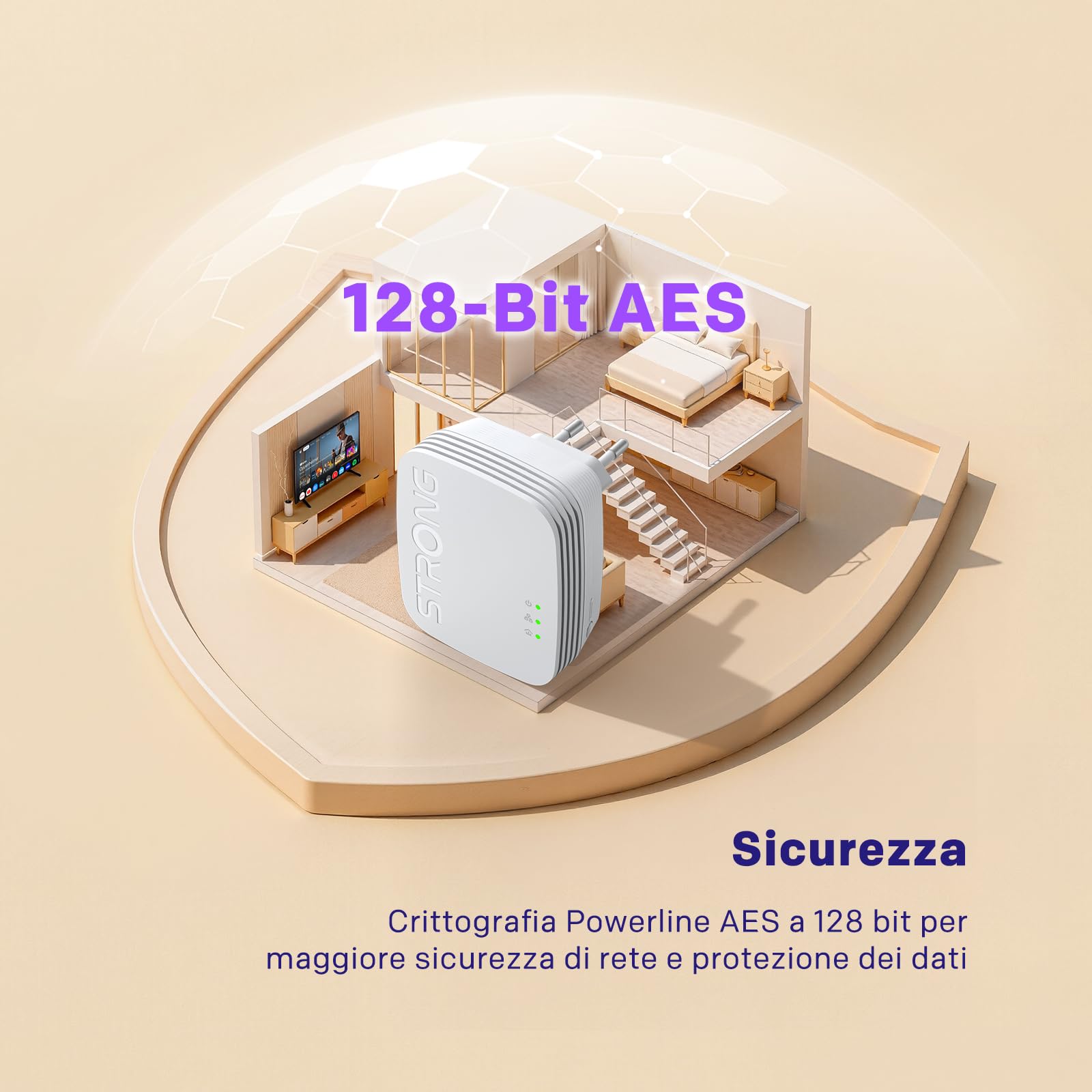STRONG AV600 Kit Powerline, Ripetitore Powerline Ethernet HomePlug AV2, Plug & Play, Sicurezza One-Touch, Modalità Risparmio Energetico, Portata fino a 300 Metri, Porte LAN 100Mbps (PL600M)