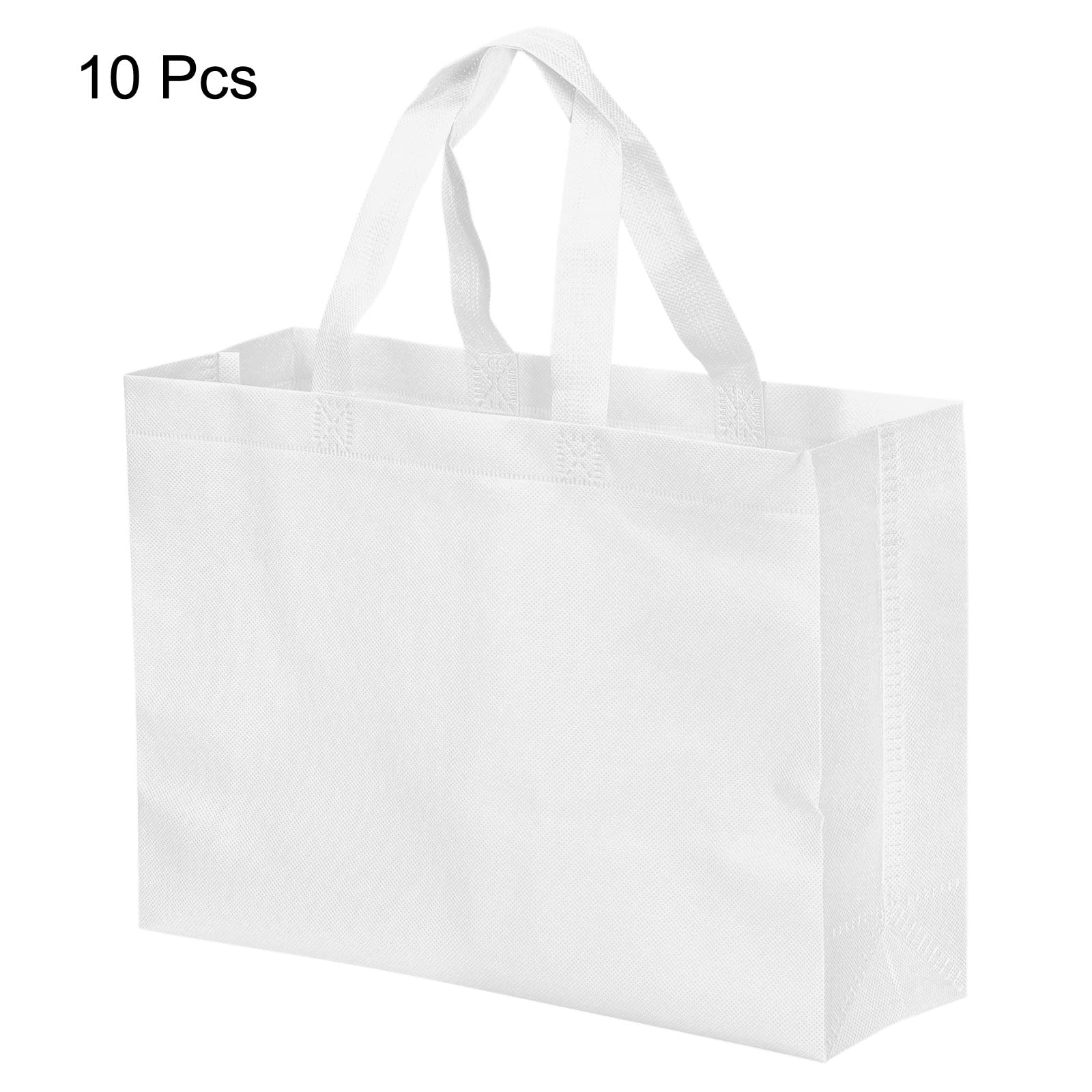 PATIKIL 30x40cm Reusable Gift Bags, 10 Pack Horizontal Style Non-Woven Grocery Tote Bag for Travel Storage White - Image 3