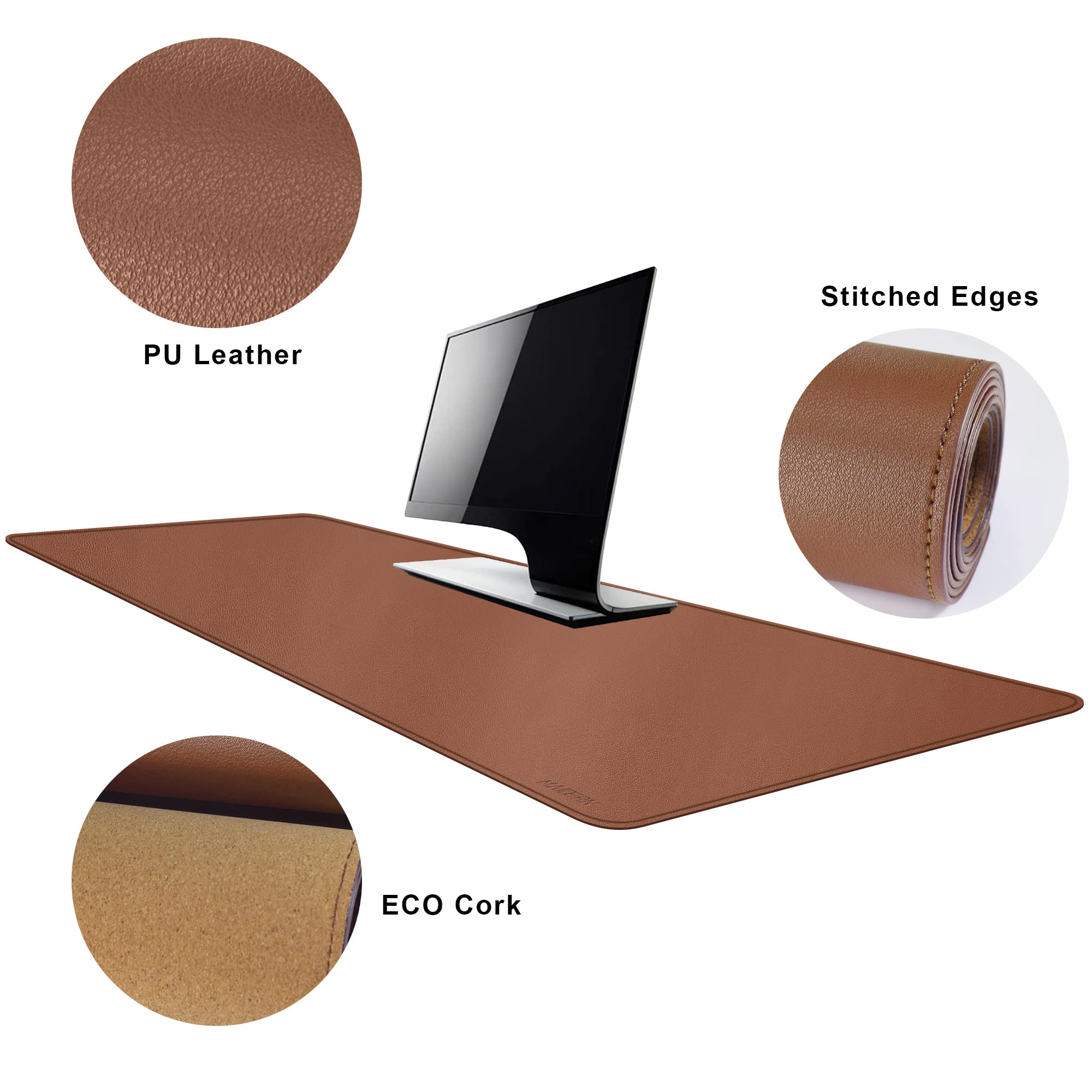 Snapklik.com : MAIDERN Cork & Leather Large XXL Desk Mat, Dual Sided ...