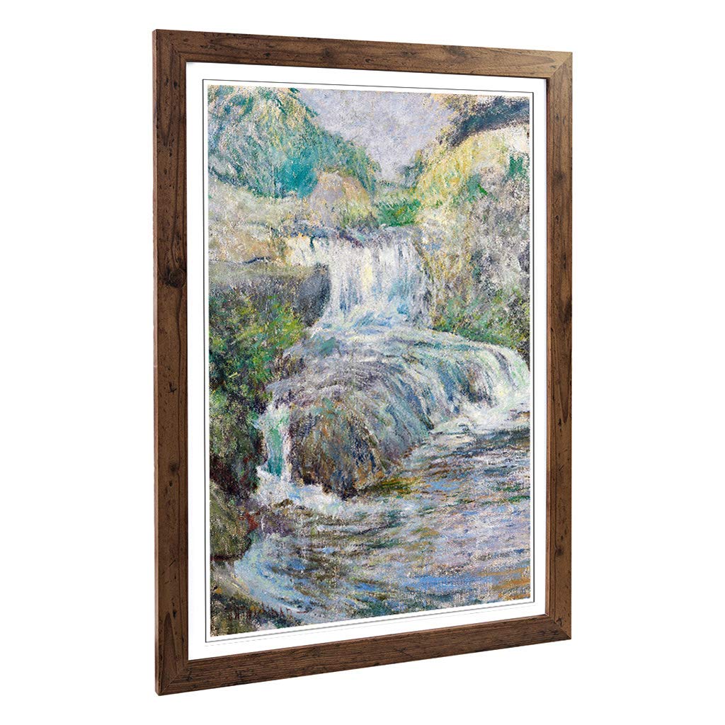 Big Box Art Framed Print of John Henry Twachtman Waterfall Design | Wall Art Picture | Home Decor for Kitchen, Living, Dining Room, Bedroom, Hallway, Office, Walnut, A2 / 24.5x18 Inch / 62x45cm